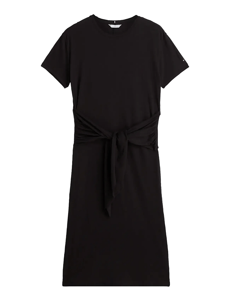 Tommy Hilfiger - CO SLUB KNOT MIDI DRS - t-shirt-kleider - black - 1
