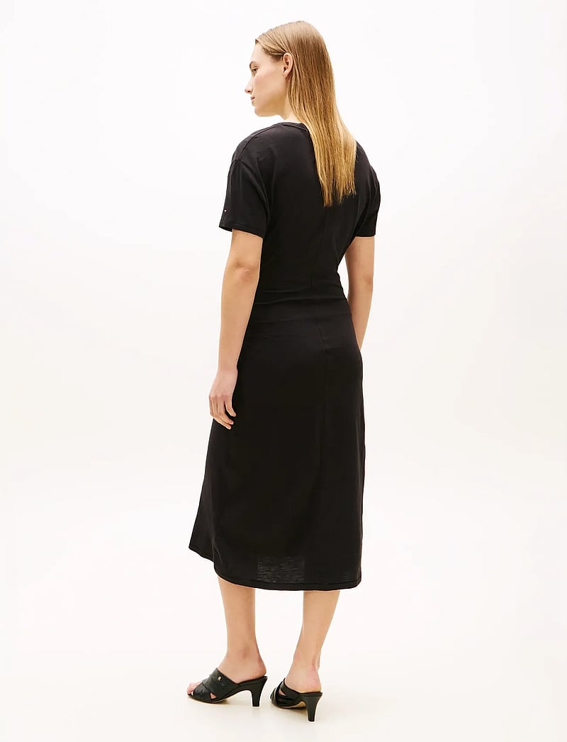 Tommy Hilfiger - CO SLUB KNOT MIDI DRS - t-shirt-kleider - black - 2