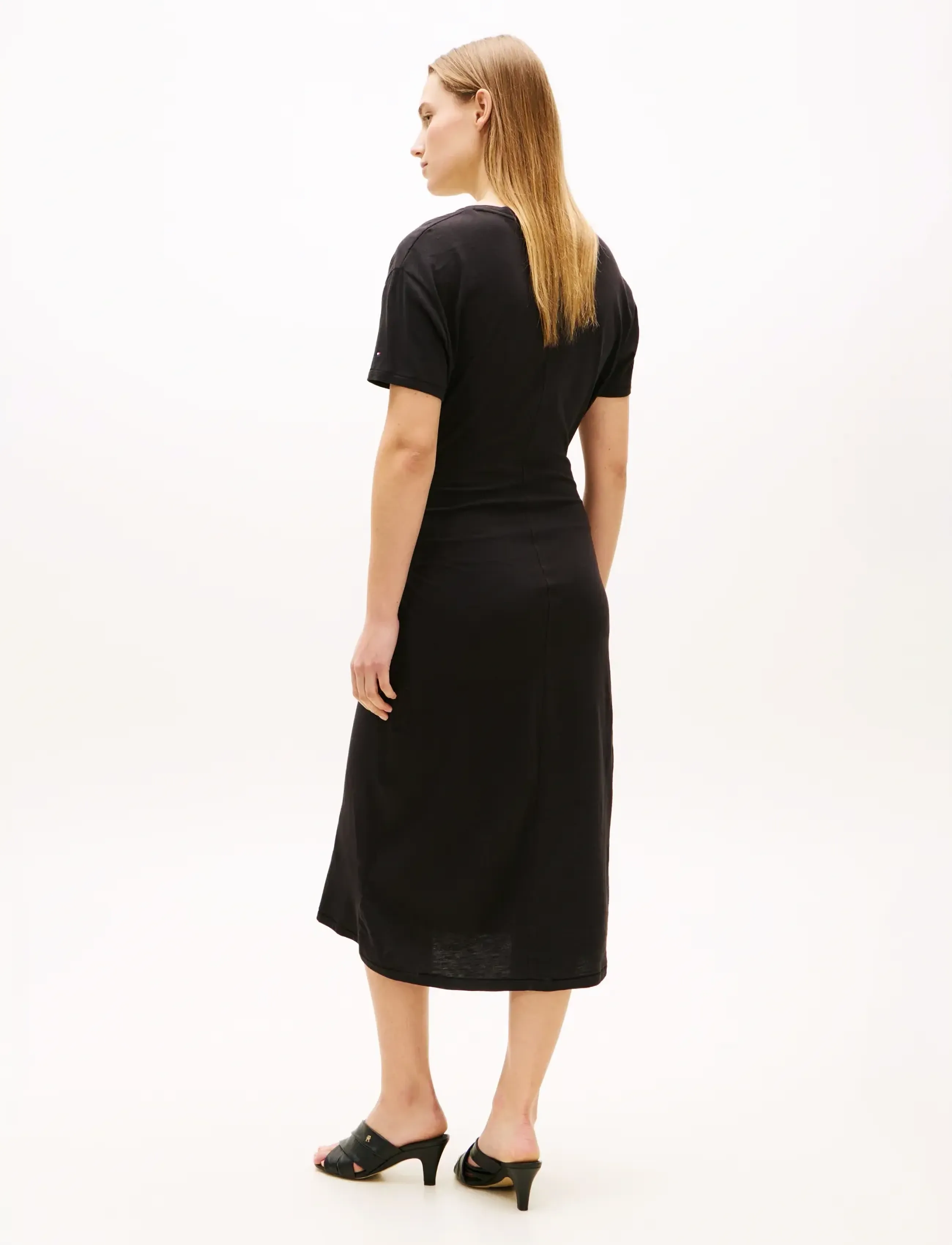 Tommy Hilfiger - CO SLUB KNOT MIDI DRS - t-shirtklänningar - black - 2