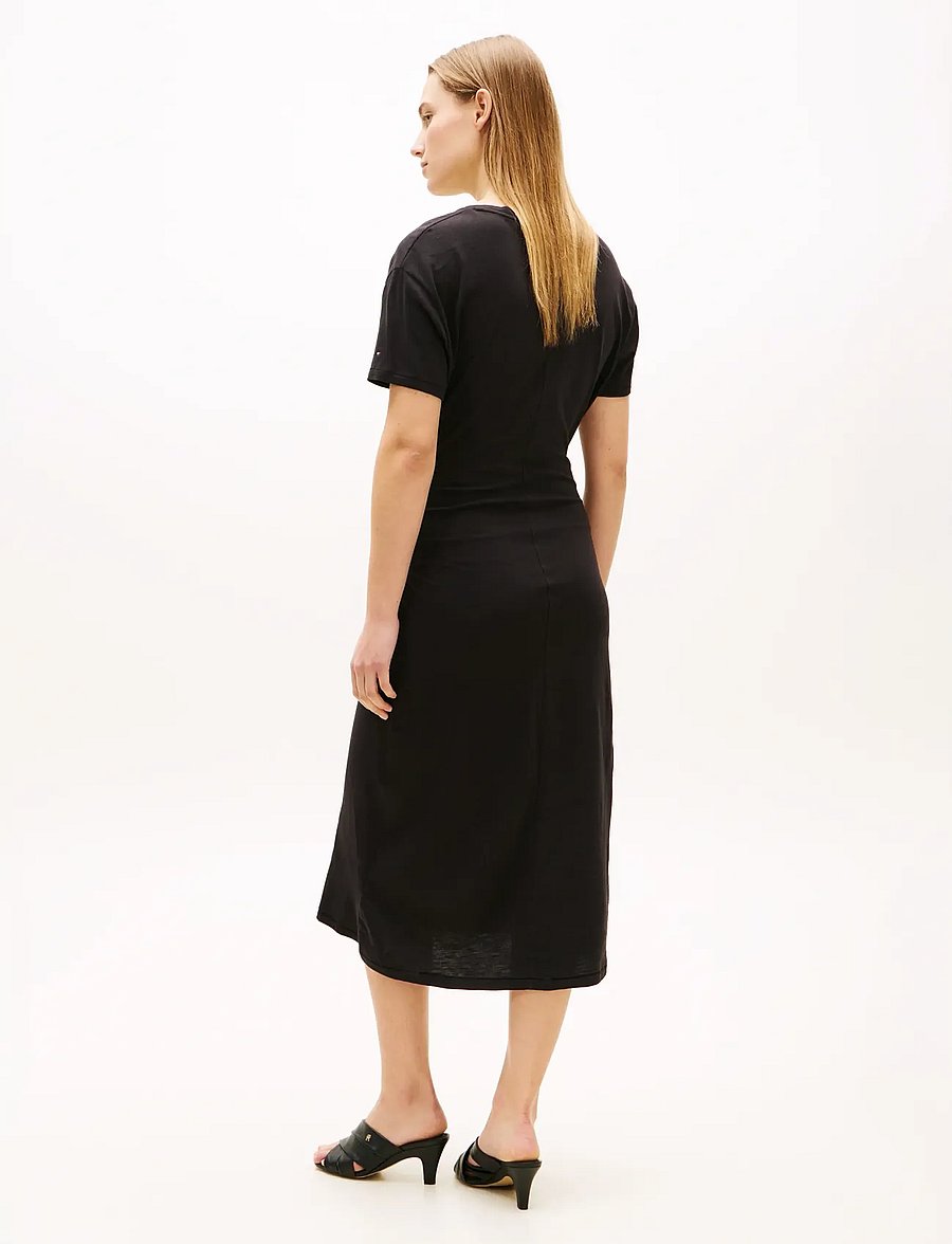Tommy Hilfiger - CO SLUB KNOT MIDI DRS - t-shirt-kleider - black - 2
