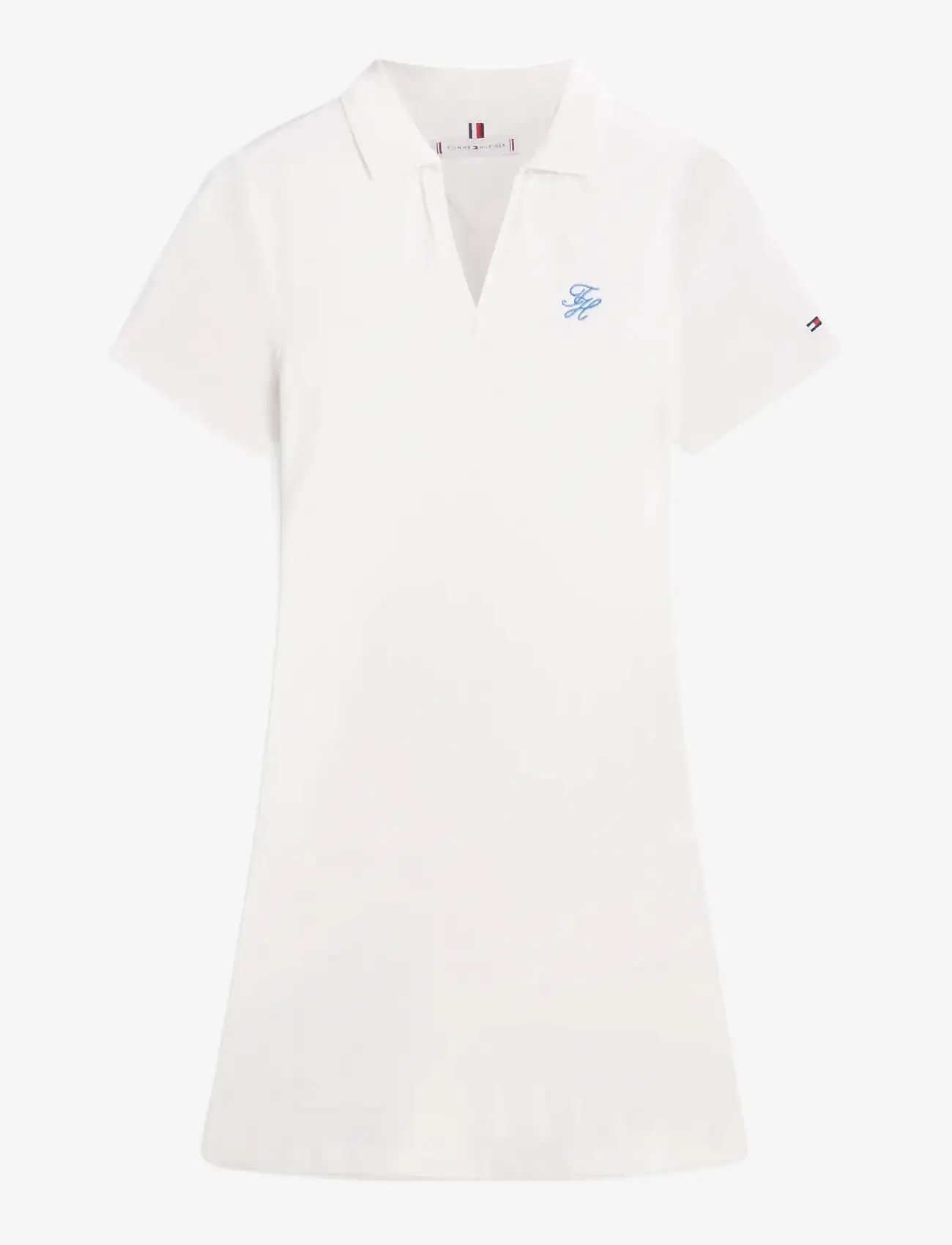 Tommy Hilfiger - TH SCRIPT OPEN-NK POLO DRS - t-shirtklänningar - ecru - 1