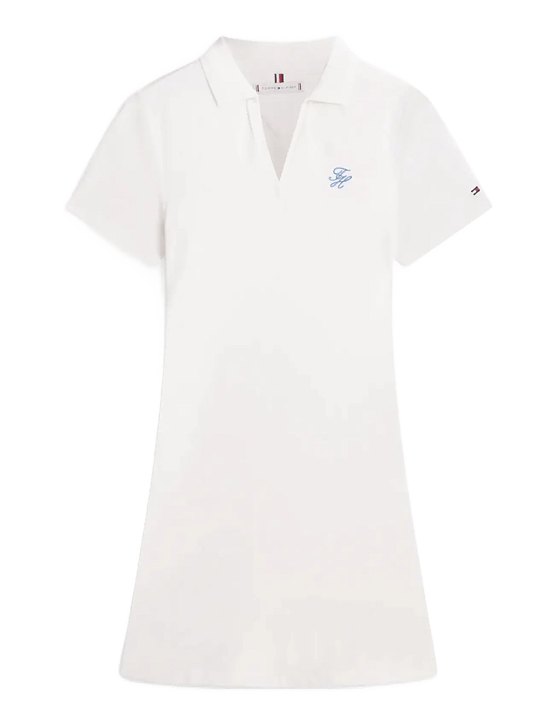 Tommy Hilfiger - TH SCRIPT OPEN-NK POLO DRS - t-shirtklänningar - ecru - 1