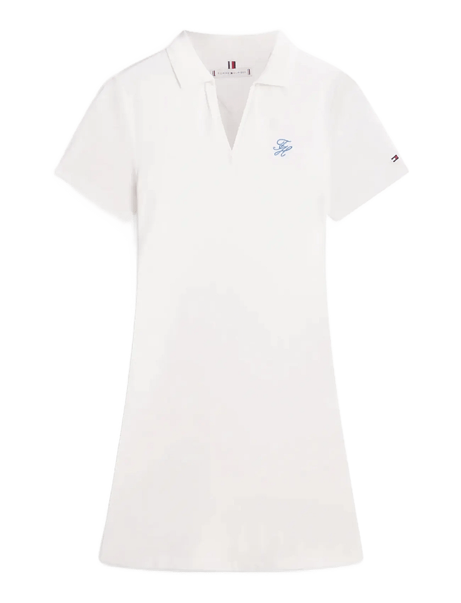 Tommy Hilfiger - TH SCRIPT OPEN-NK POLO DRS - t-shirtklänningar - ecru - 1