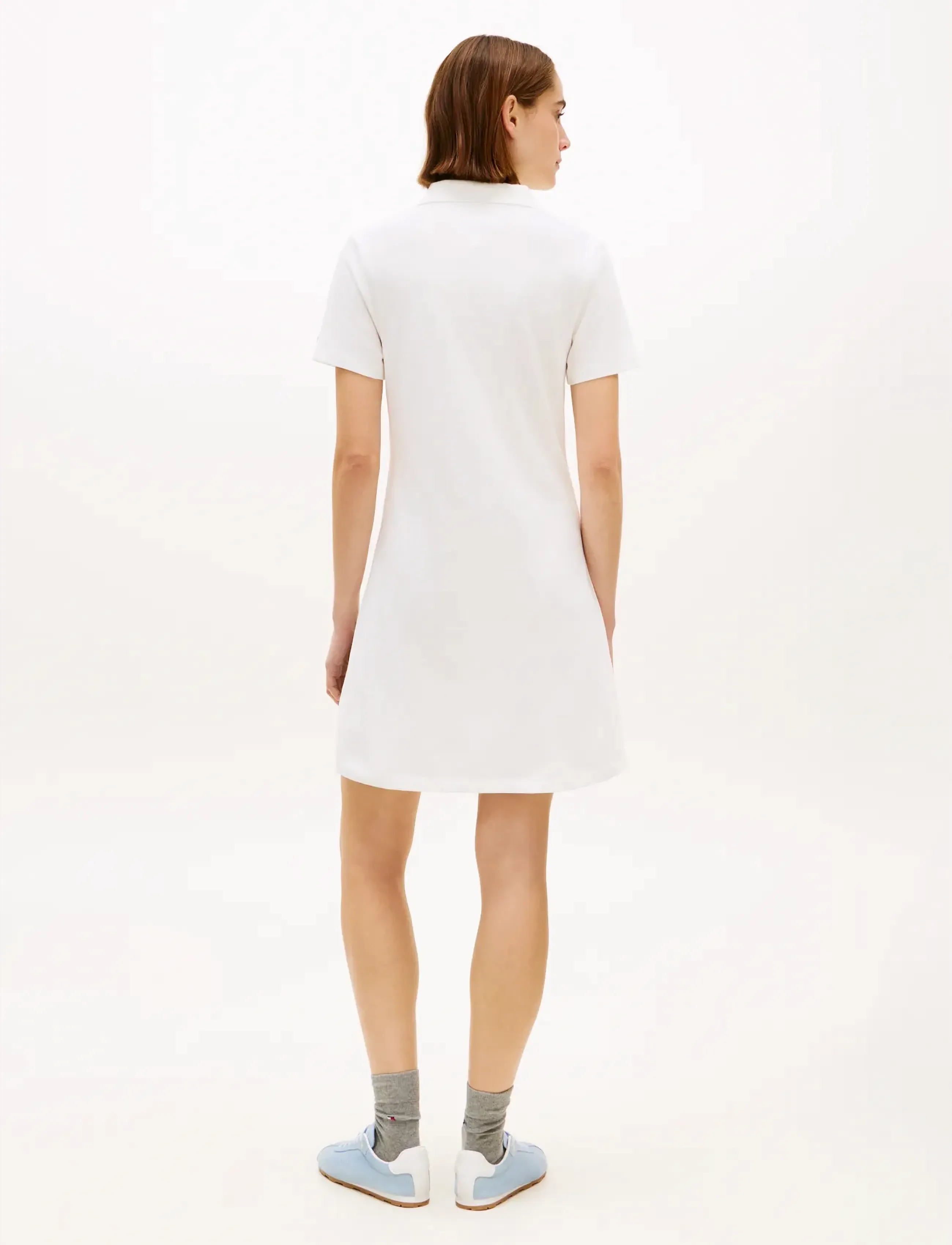 Tommy Hilfiger - TH SCRIPT OPEN-NK POLO DRS - kurze kleider - ecru - 4