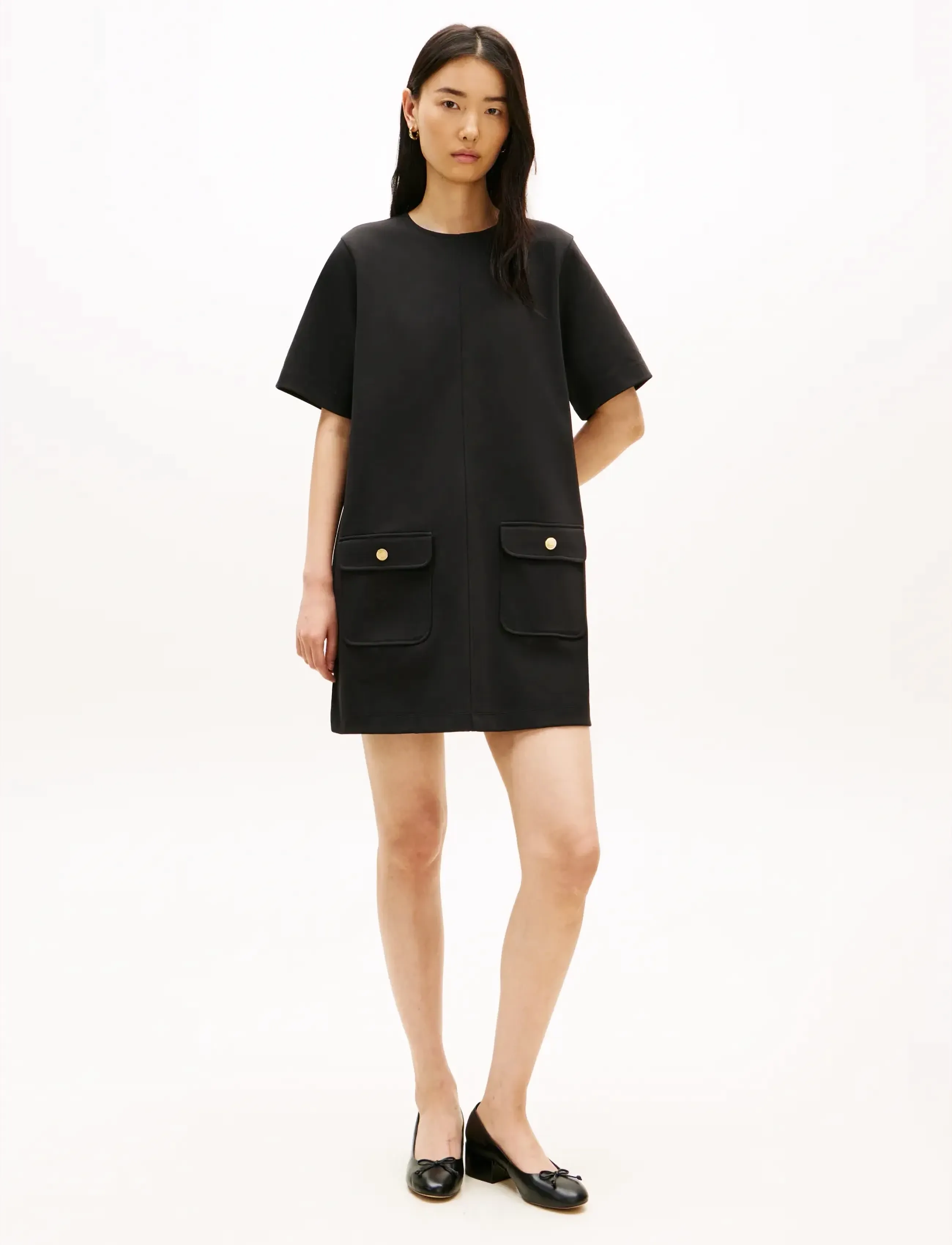 Tommy Hilfiger Gold Button Shift Mini Dress, L, Dresses, Schwarz - Short Frauen