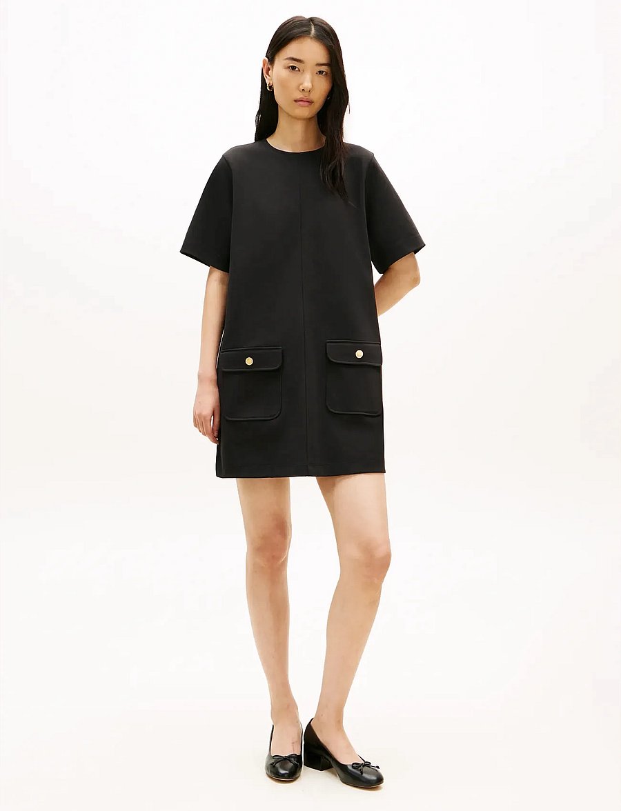 Tommy Hilfiger - GOLD BUTTON SHIFT MINI DRESS - short dresses - black - 0