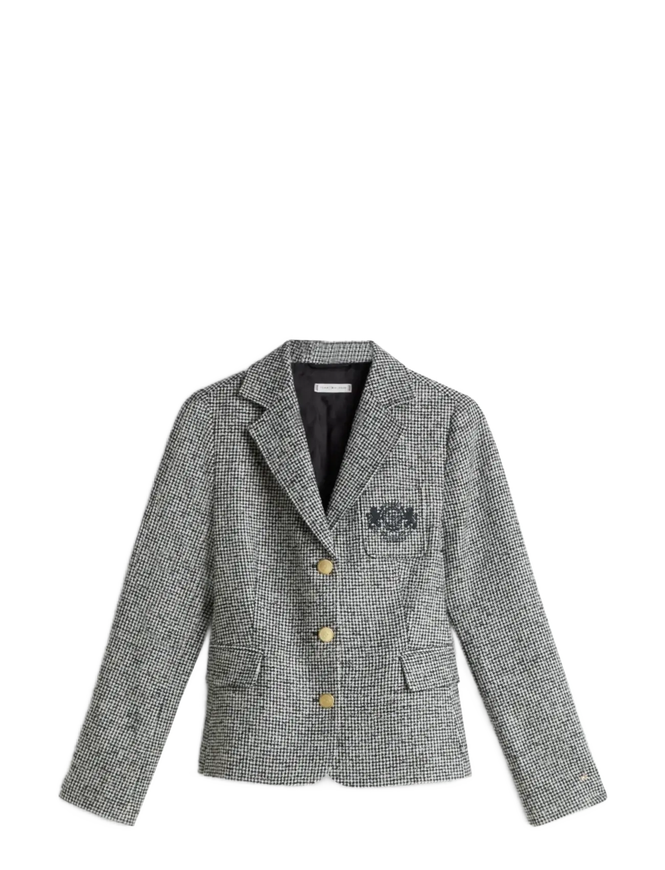 WOOL PATTERN GB SLIM BLAZER - BLACK   WHITE HOUNDSTOOTH