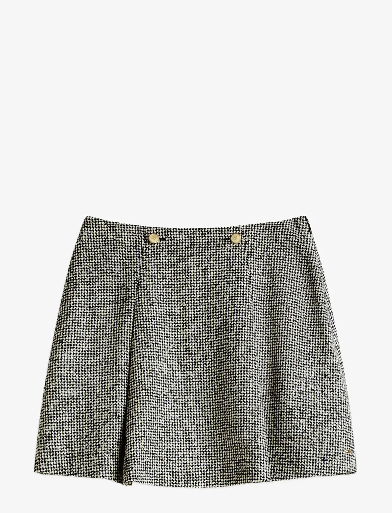 Tommy Hilfiger - WOOL PATTERN GB MINI SKIRT - short skirts - black   white houndstooth - 1