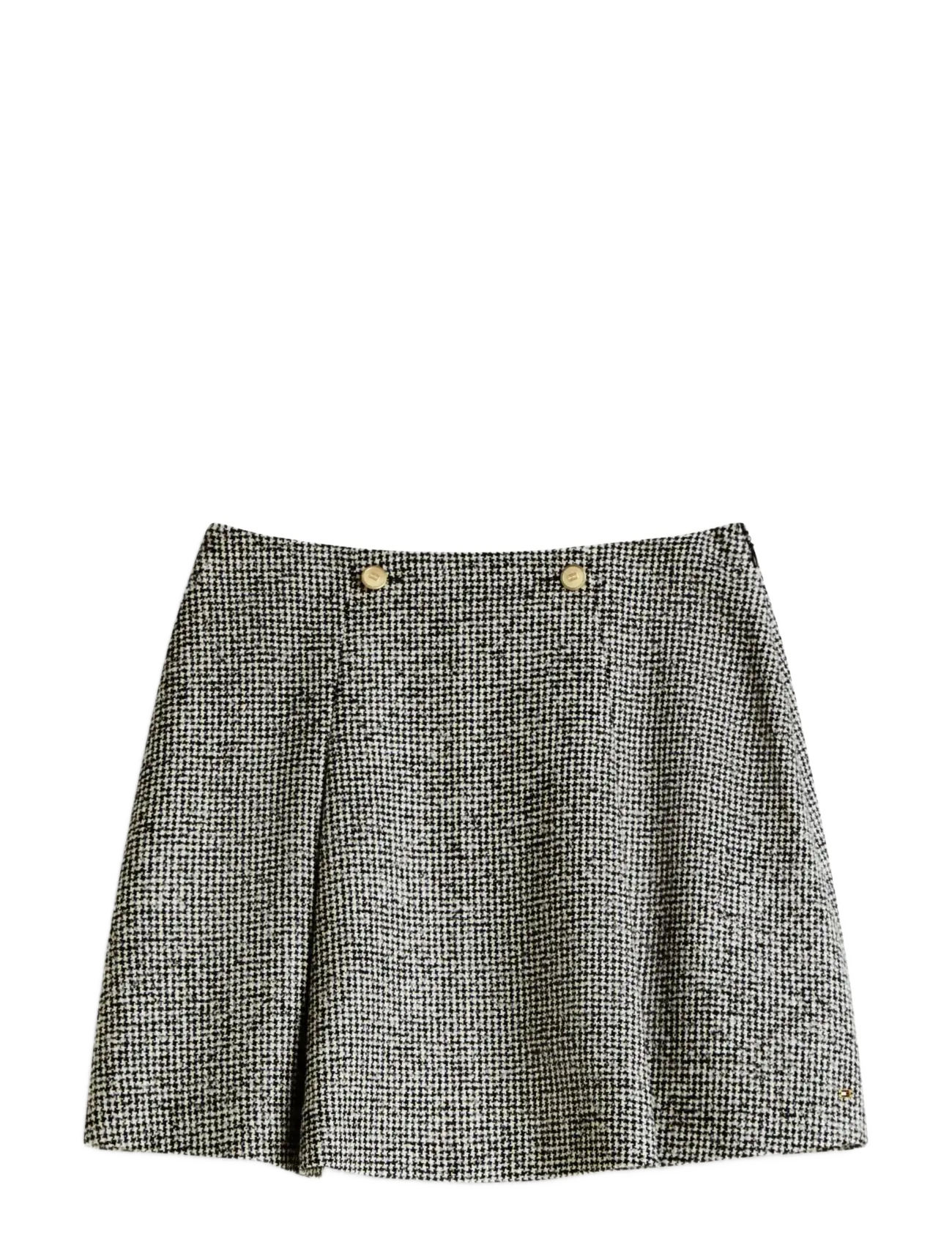 WOOL PATTERN GB MINI SKIRT - BLACK   WHITE HOUNDSTOOTH
