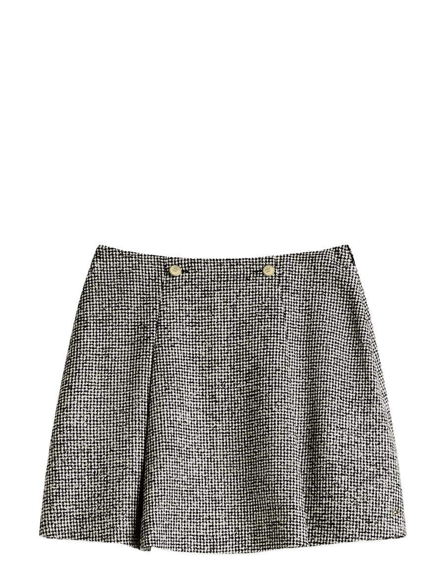 Tommy Hilfiger - WOOL PATTERN GB MINI SKIRT - kurze röcke - black white houndstooth - 1