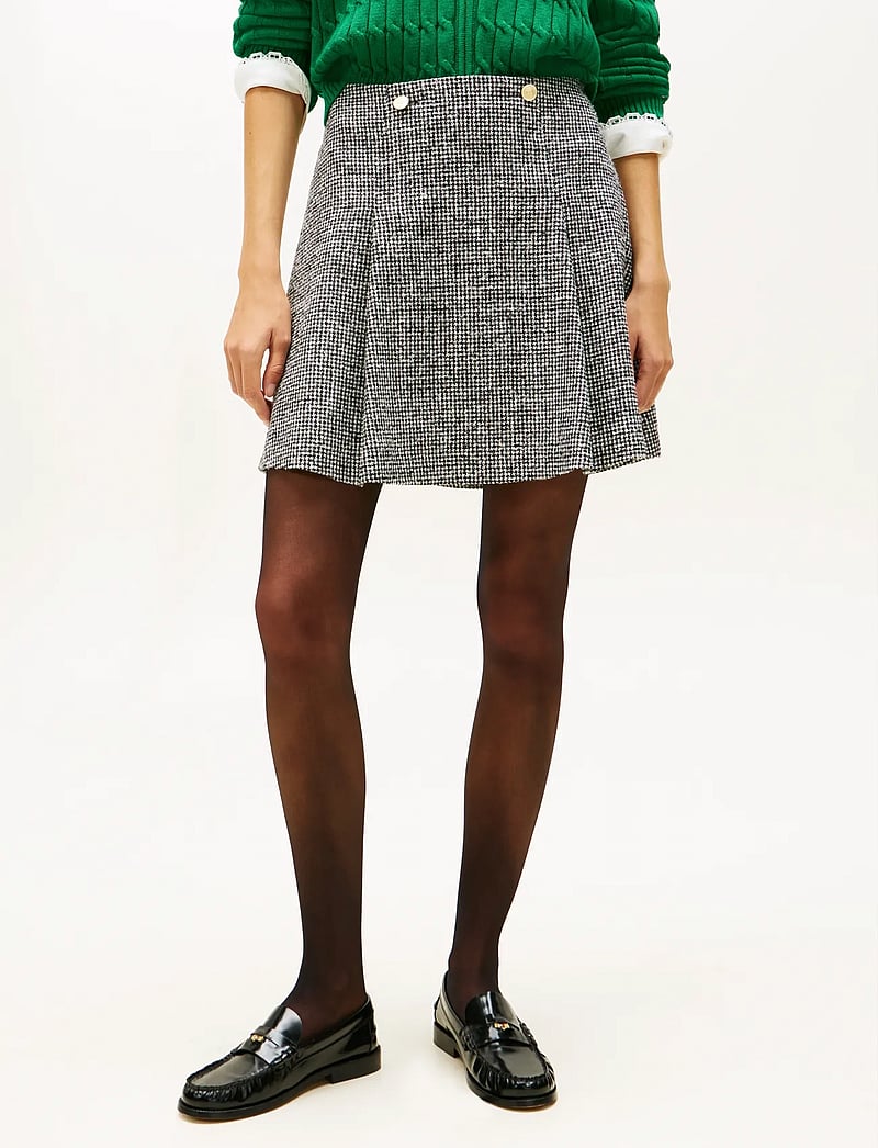 Tommy Hilfiger - WOOL PATTERN GB MINI SKIRT - short skirts - black white houndstooth - 0