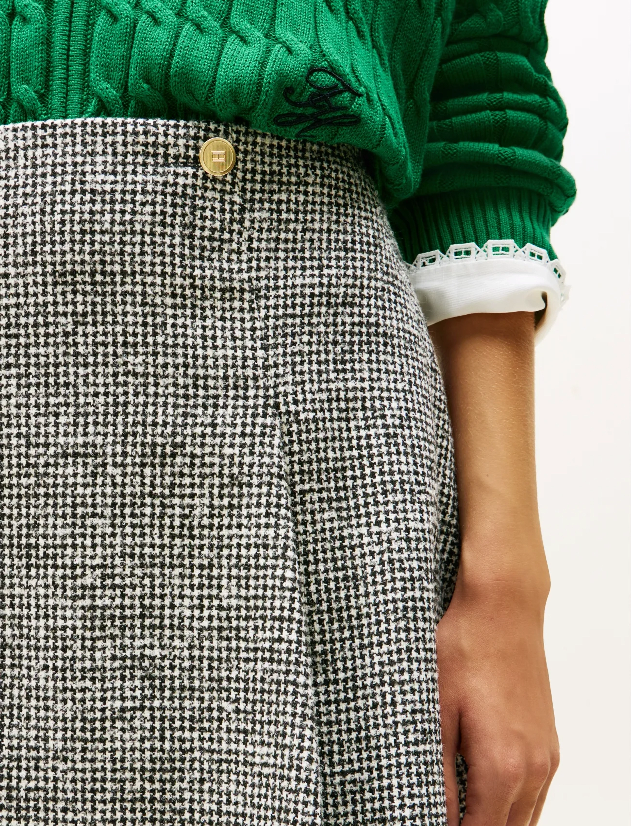 Tommy Hilfiger - WOOL PATTERN GB MINI SKIRT - minihameet - black   white houndstooth - 4