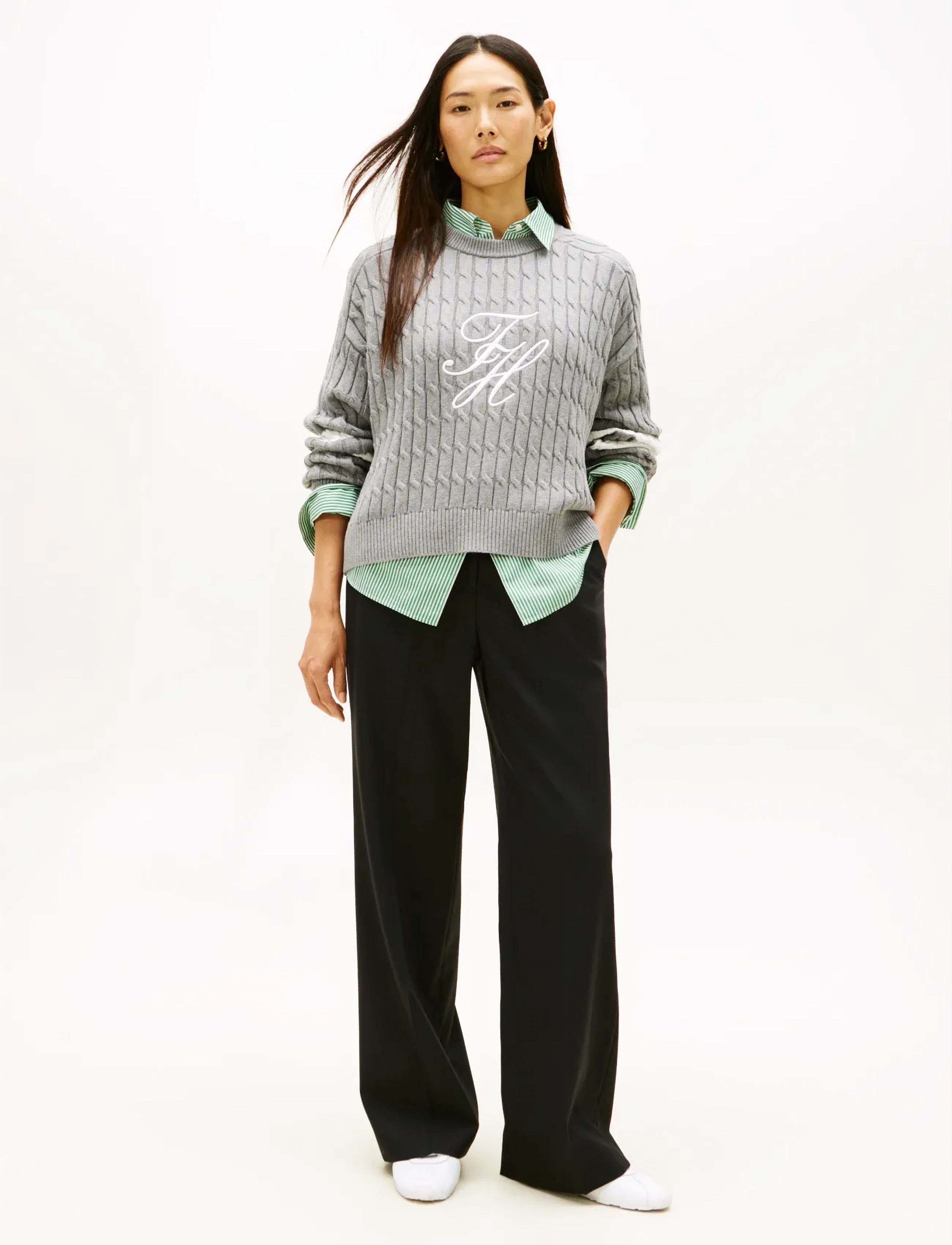 Tommy Hilfiger - TIMELESS WOOL WIDE LEG PANT - vida byxor - black - 2