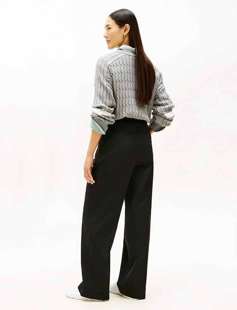 Tommy Hilfiger - TIMELESS WOOL WIDE LEG PANT - laia säärega püksid - black - 4
