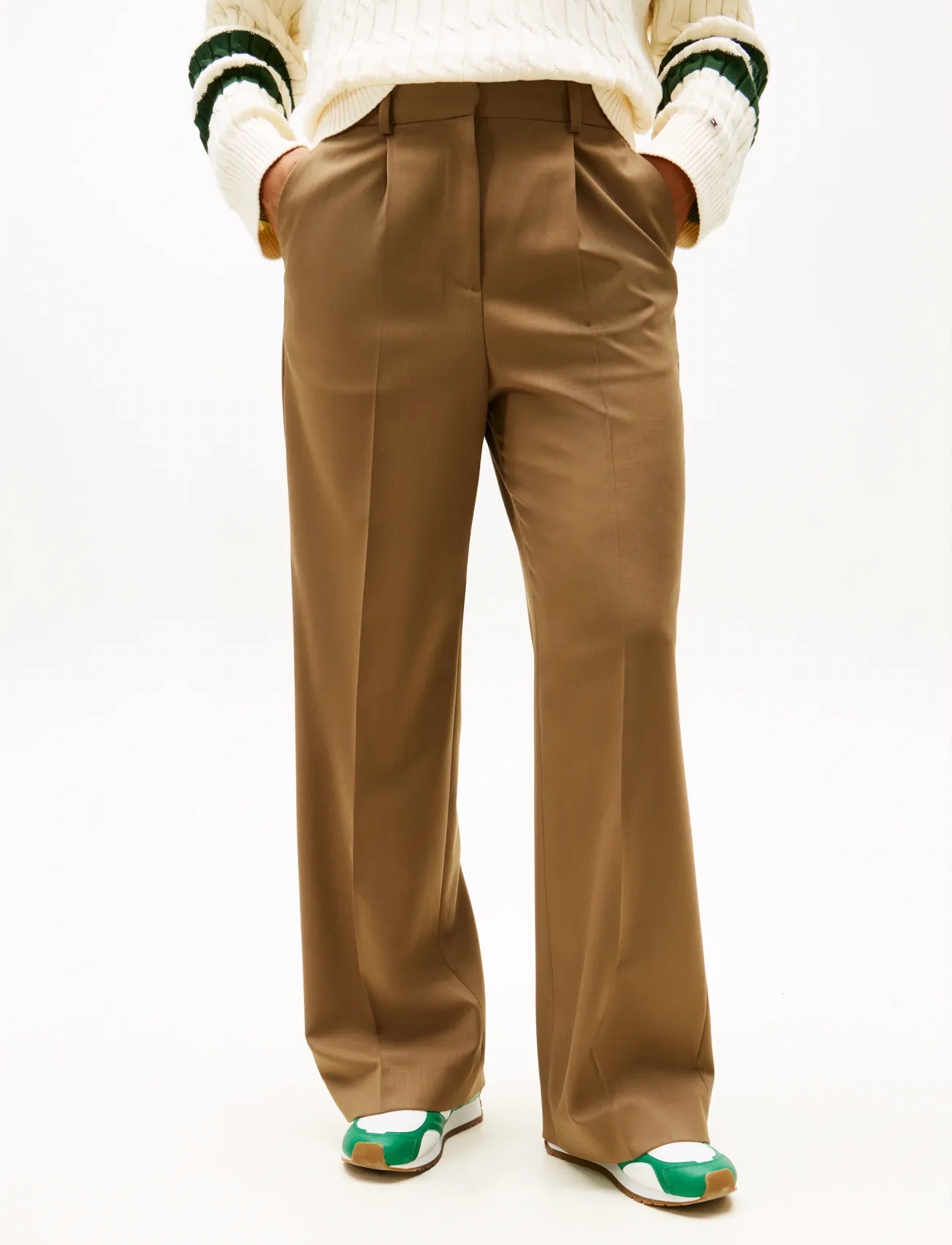 Tommy Hilfiger TIMELESS WOOL WIDE LEG PANT - Tommy Hilfiger - NORDIC TAUPE / brown