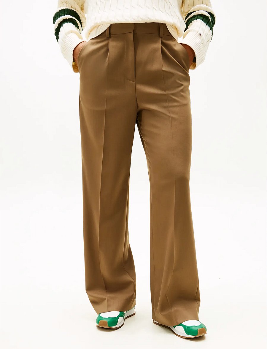 Tommy Hilfiger - TIMELESS WOOL WIDE LEG PANT - wide leg trousers - nordic taupe - 0