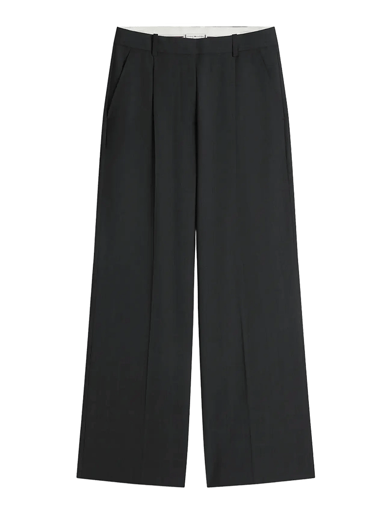 Tommy Hilfiger - WOOL BLEND CHECK HW WIDELEG PANT - vida byxor - grey allover 01 - 1