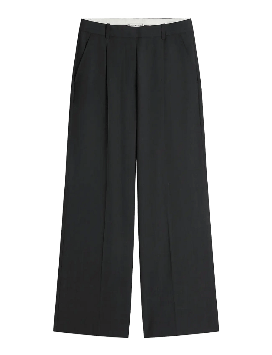 Tommy Hilfiger - WOOL BLEND CHECK HW WIDELEG PANT - bukser med brede ben - grey allover 01 - 1