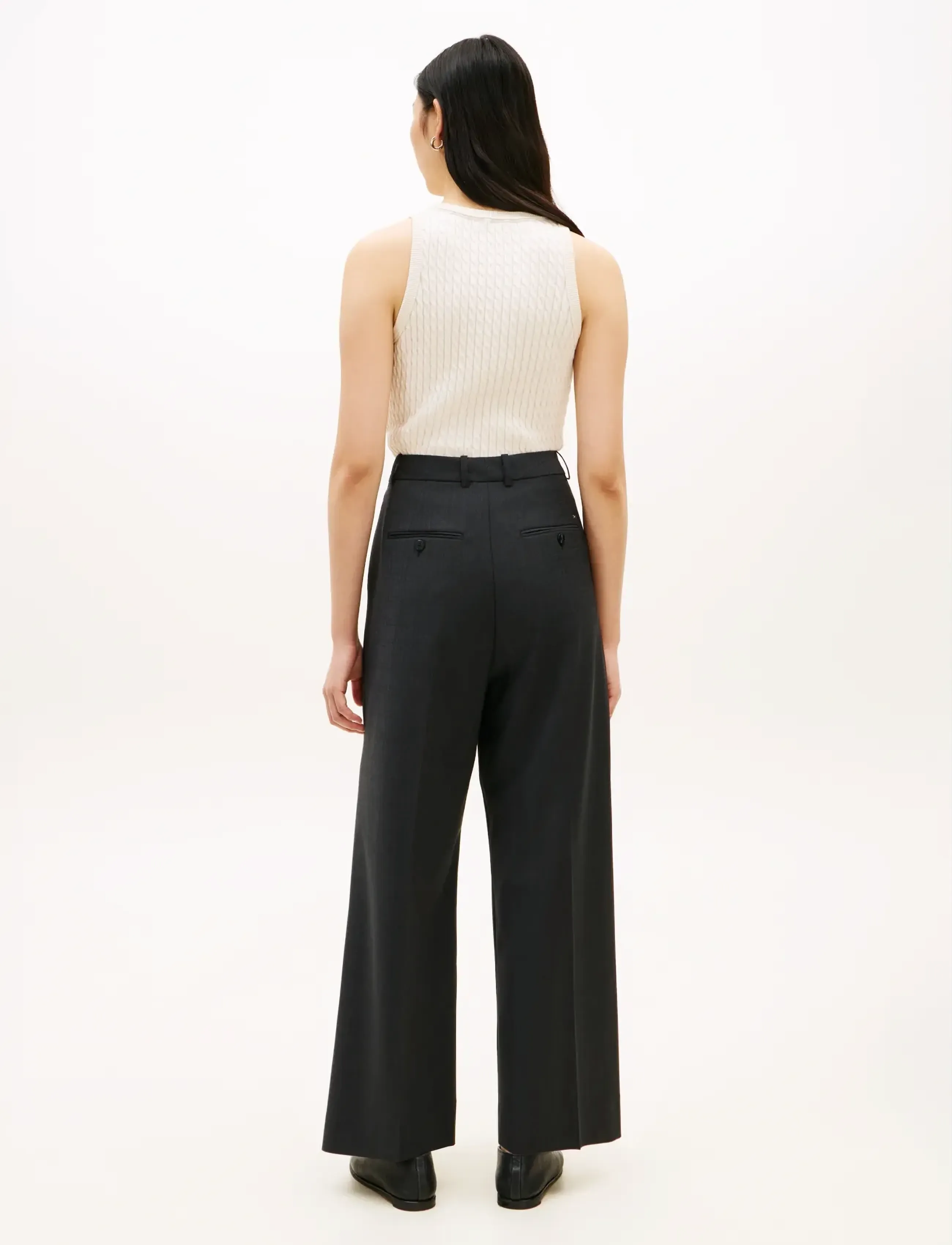 Tommy Hilfiger - WOOL BLEND CHECK HW WIDELEG PANT - bukser med brede ben - grey allover 01 - 2