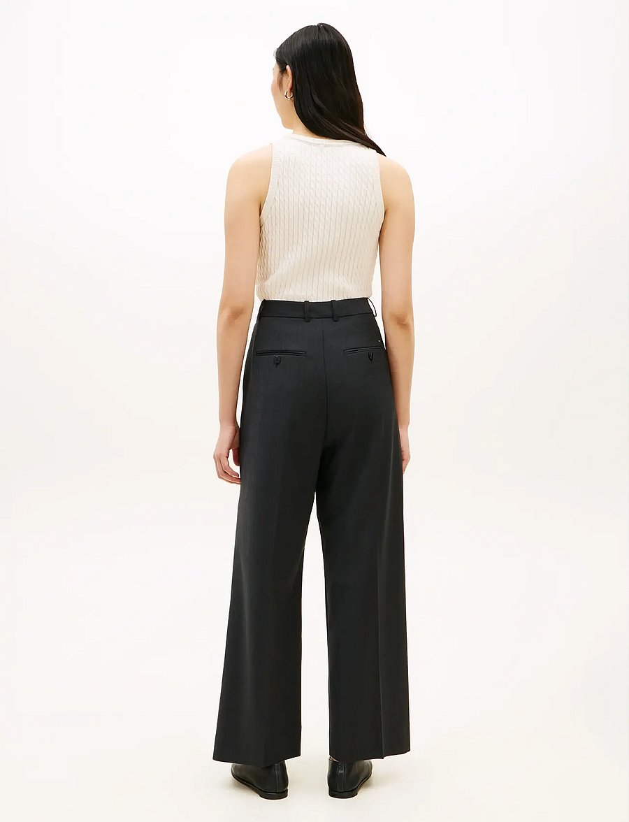 Tommy Hilfiger - WOOL BLEND CHECK HW WIDELEG PANT - bukser med brede ben - grey allover 01 - 2