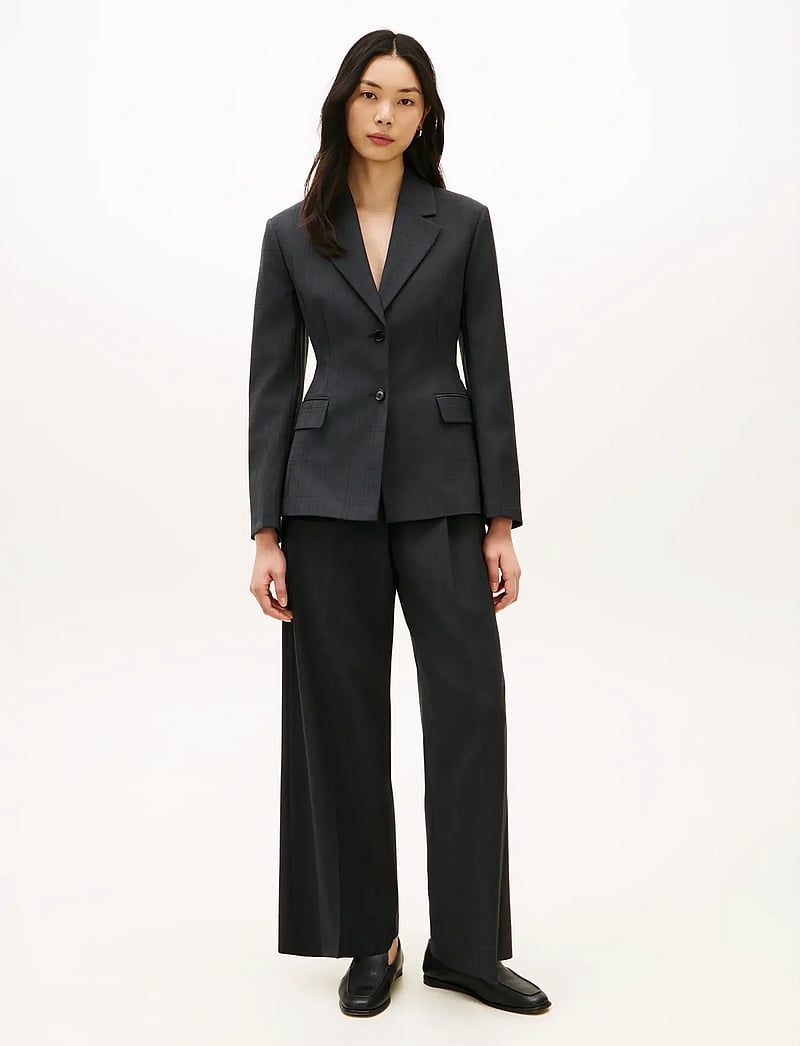 Tommy Hilfiger - WOOL BLEND CHECK HW WIDELEG PANT - vida byxor - grey allover 01 - 3