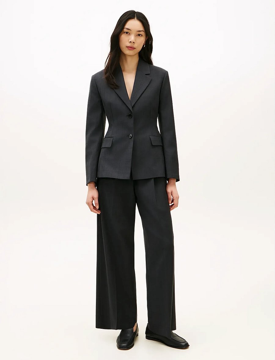 Tommy Hilfiger - WOOL BLEND CHECK HW WIDELEG PANT - bukser med brede ben - grey allover 01 - 3