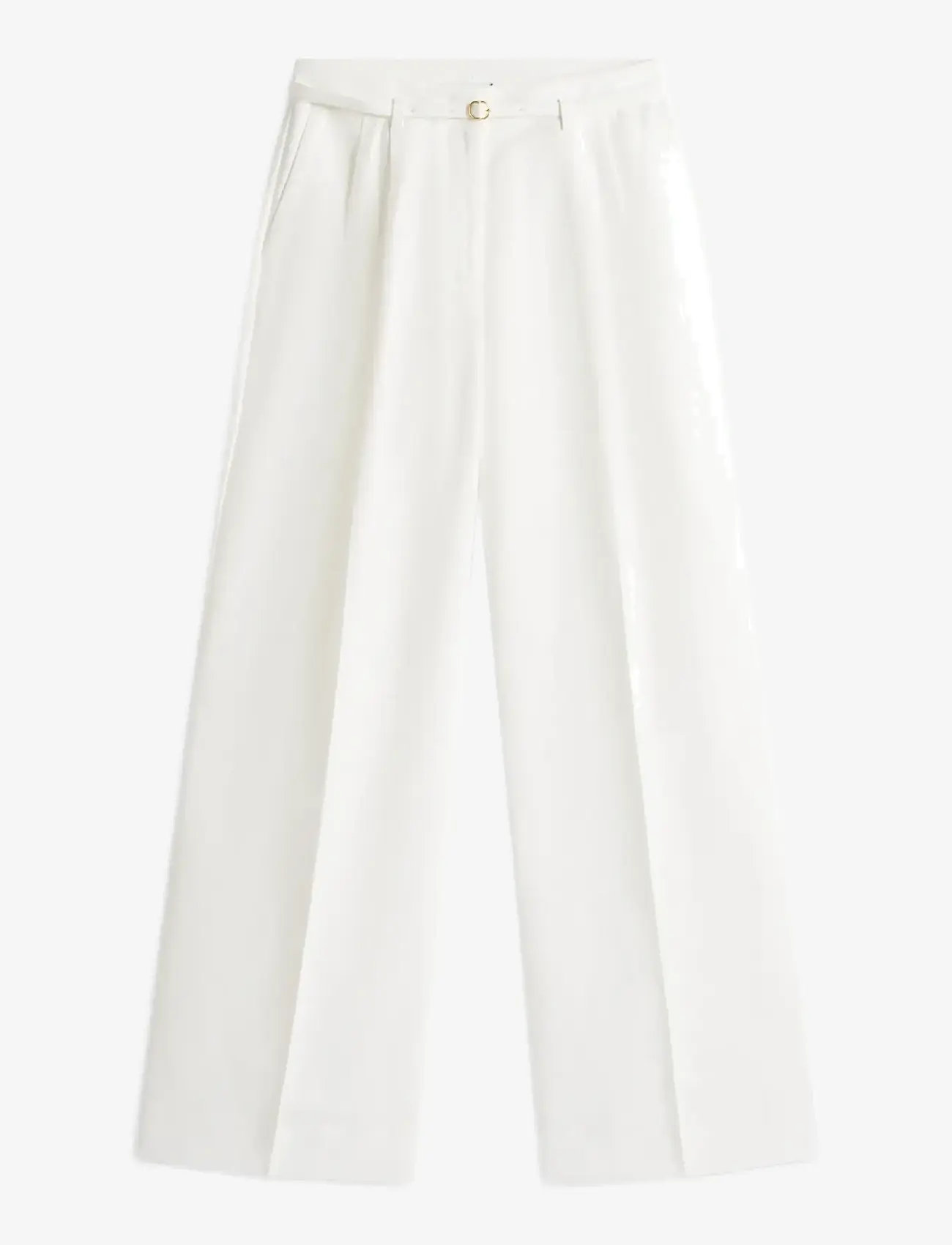 Tommy Hilfiger - LINEN BLEND WIDE LEG PANT - bukser med brede ben - th optic white - 1