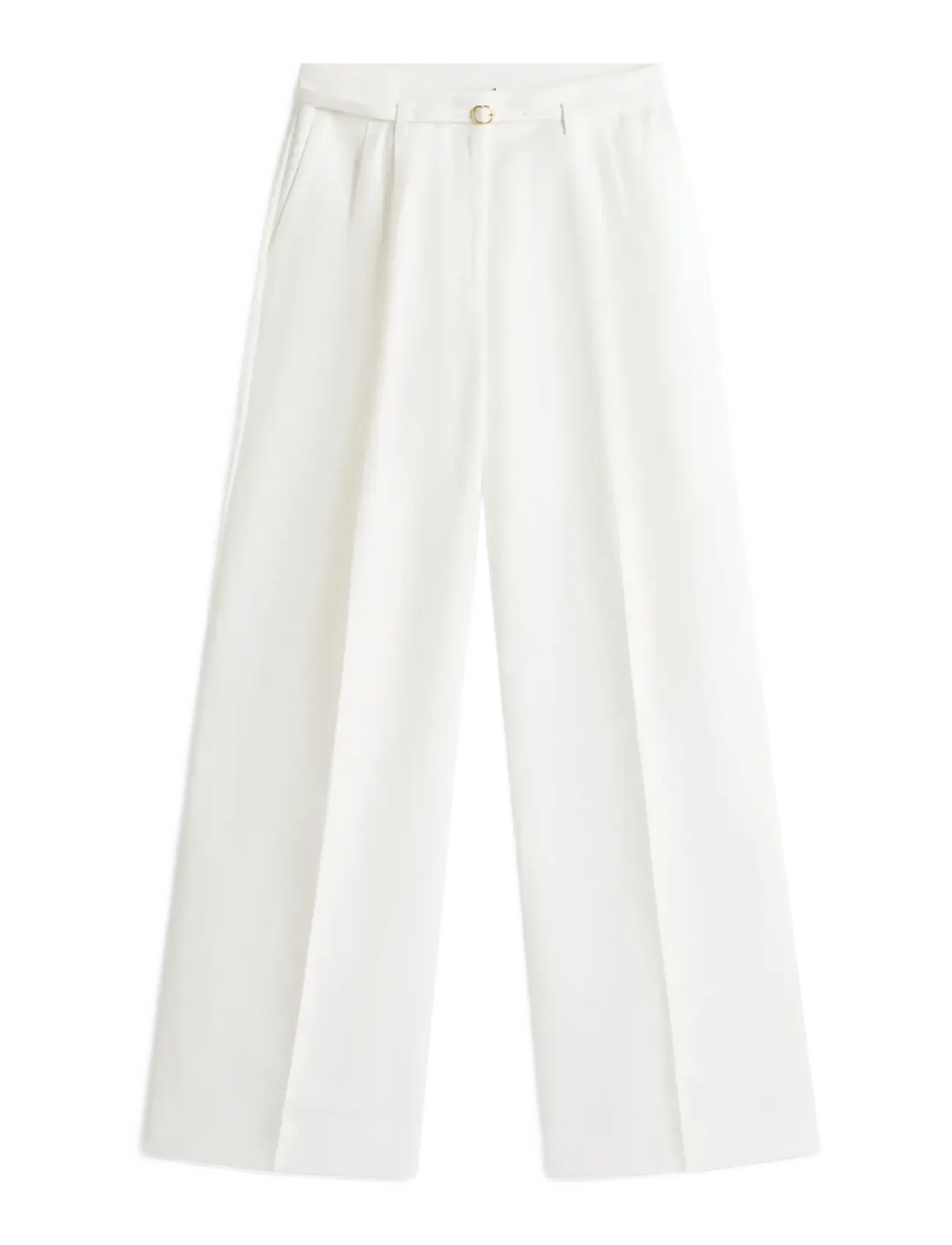 Tommy Hilfiger LINEN BLEND WIDE LEG PANT - Püksid - TH OPTIC WHITE / white