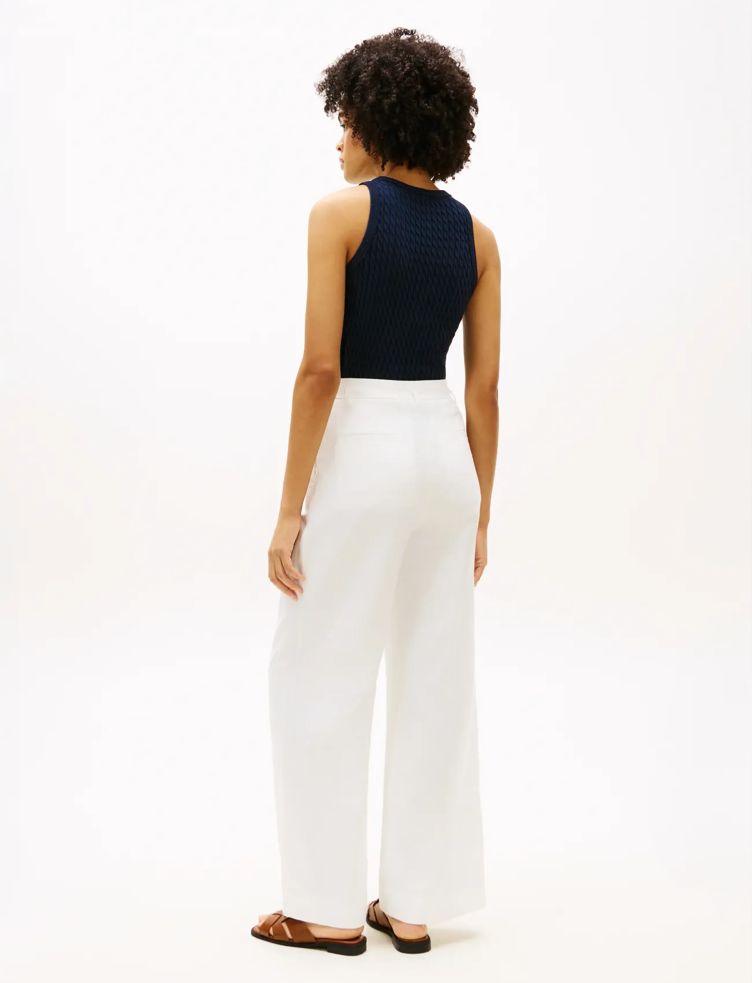Tommy Hilfiger - LINEN BLEND WIDE LEG PANT - konfirmationstøj - th optic white - 2