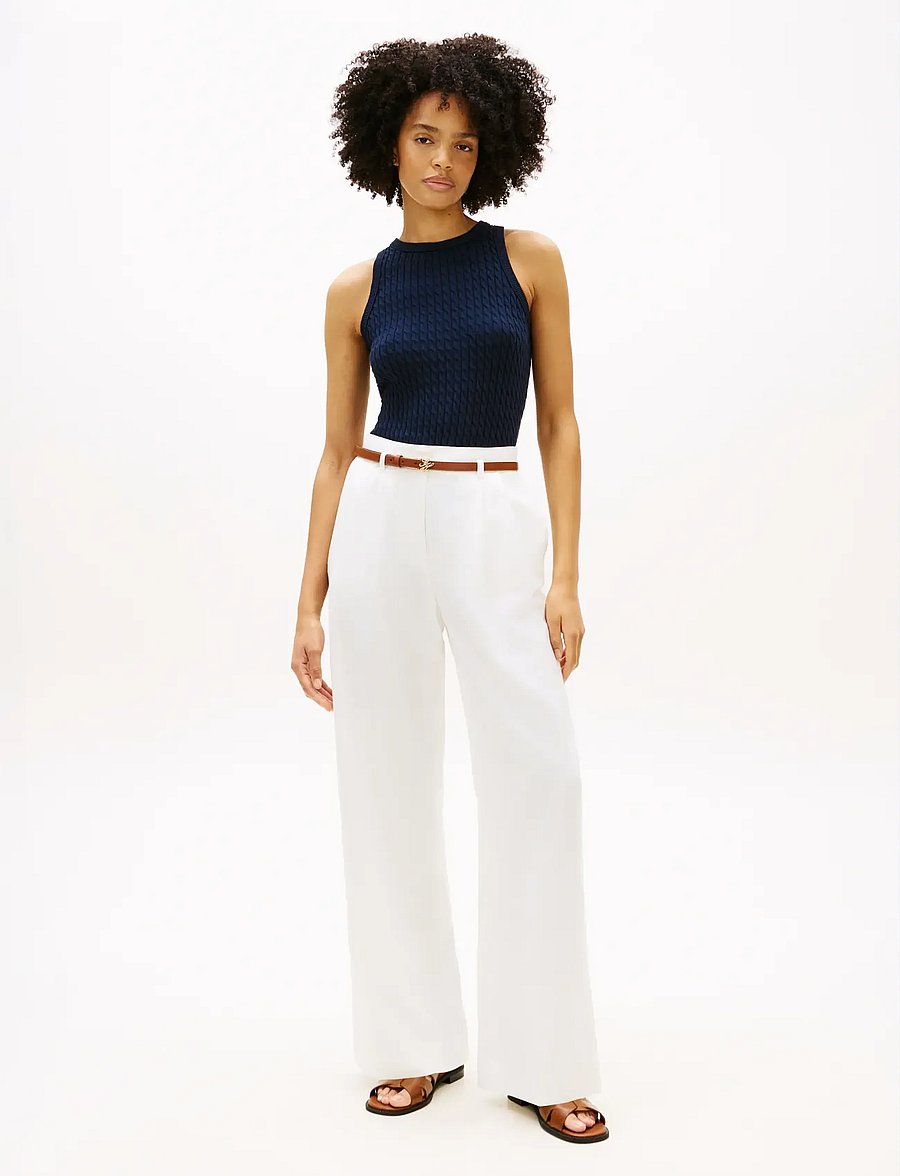 Tommy Hilfiger - LINEN BLEND WIDE LEG PANT - konfirmation - th optic white - 3