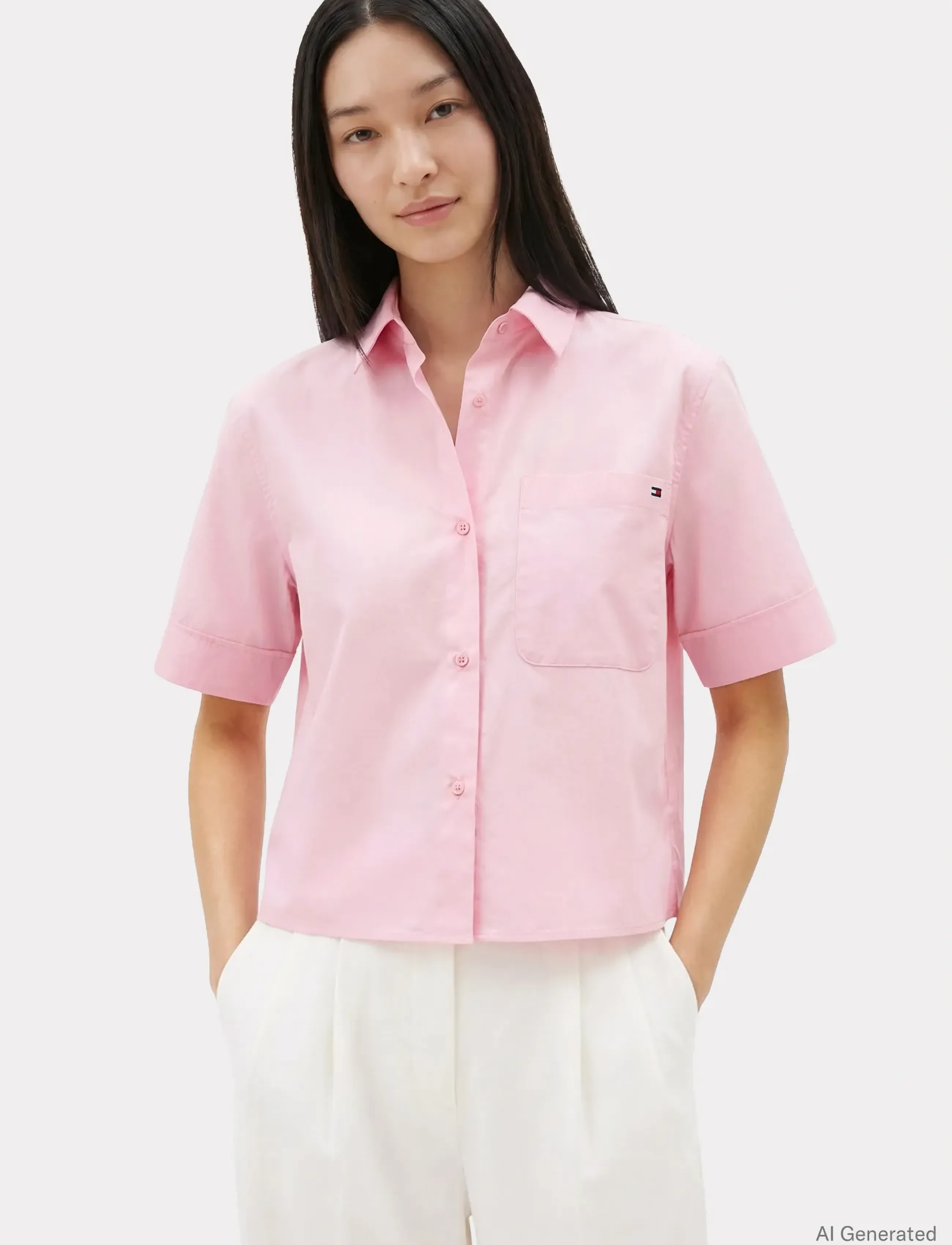 Tommy Hilfiger ESS POPLIN SS SHIRTS - Shirts - BONITA PINK / pink/rose