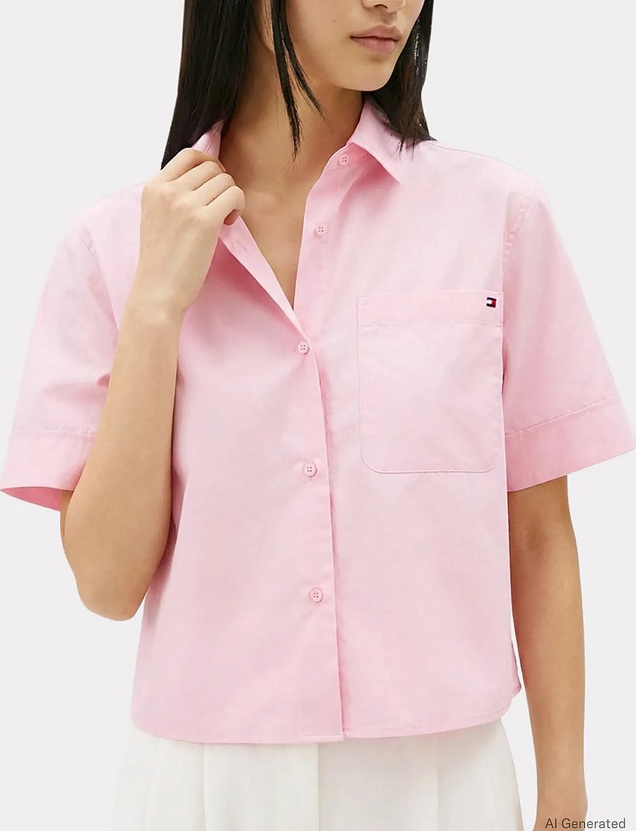Tommy Hilfiger - ESS POPLIN SS SHIRTS - kurzärmlige hemden - bonita pink - 3