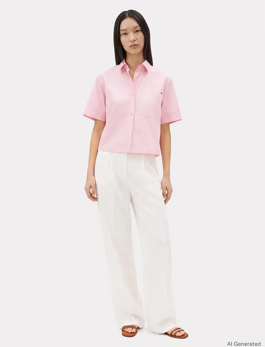 Tommy Hilfiger - ESS POPLIN SS SHIRTS - kurzärmlige hemden - bonita pink - 4
