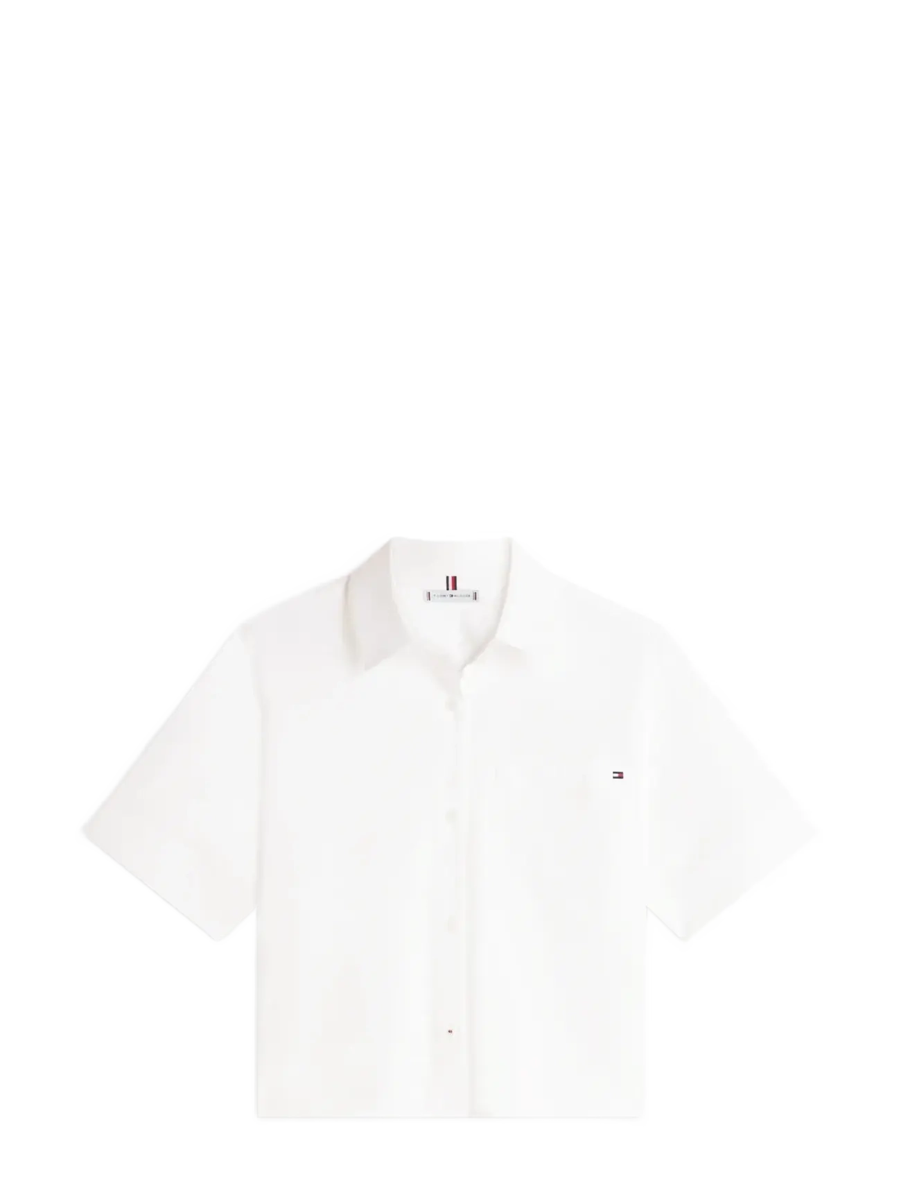 Tommy Hilfiger ESS POPLIN SS SHIRTS - Kollektioner - TH OPTIC WHITE / white