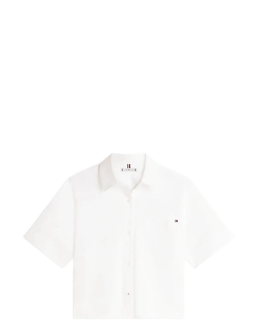 Tommy Hilfiger - ESS POPLIN SS SHIRTS - kurzärmlige hemden - th optic white - 1