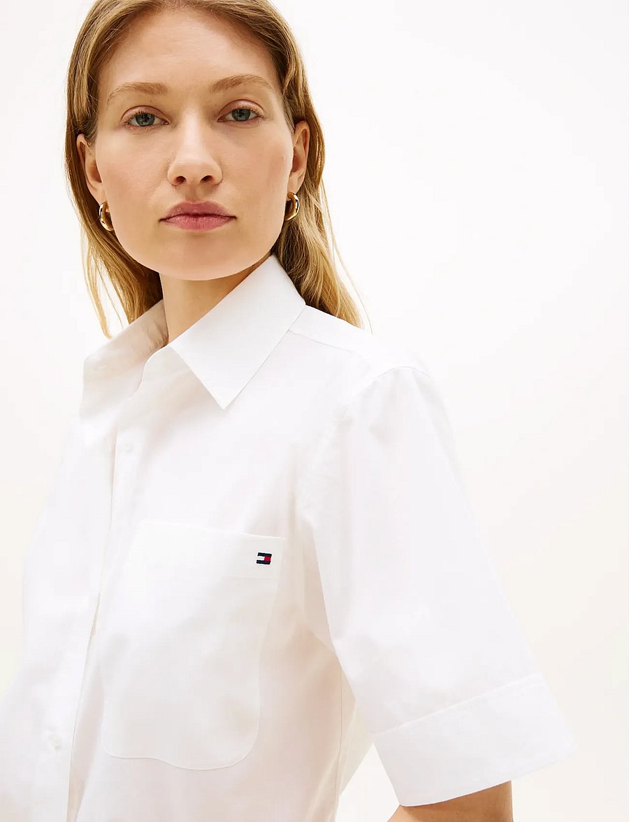 Tommy Hilfiger - ESS POPLIN SS SHIRTS - kurzärmlige hemden - th optic white - 4