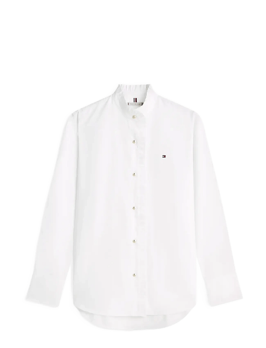 Tommy Hilfiger - POPLIN RUFFLE COLLAR LS SHIRT - langärmlige hemden - optic white - 1