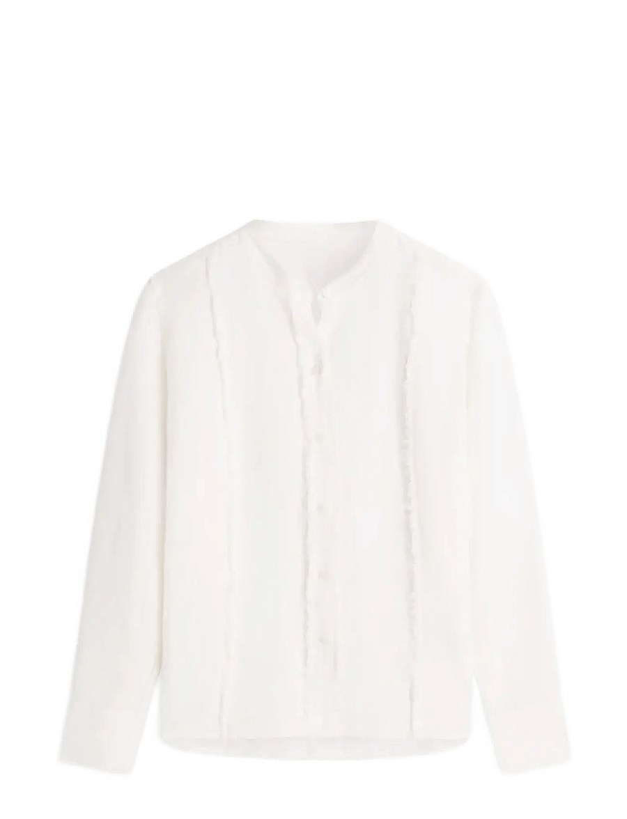Tommy Hilfiger - FRAYED VIS/LINEN LS SHIRT - pikkade varrukatega pluusid - ivory silk - 1