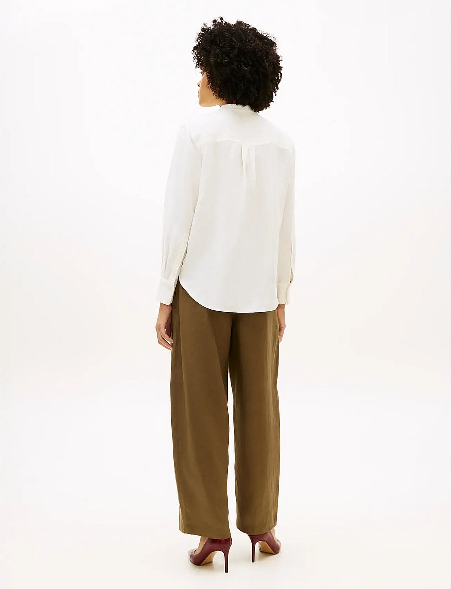 Tommy Hilfiger - FRAYED VIS/LINEN LS SHIRT - pikkade varrukatega pluusid - ivory silk - 2