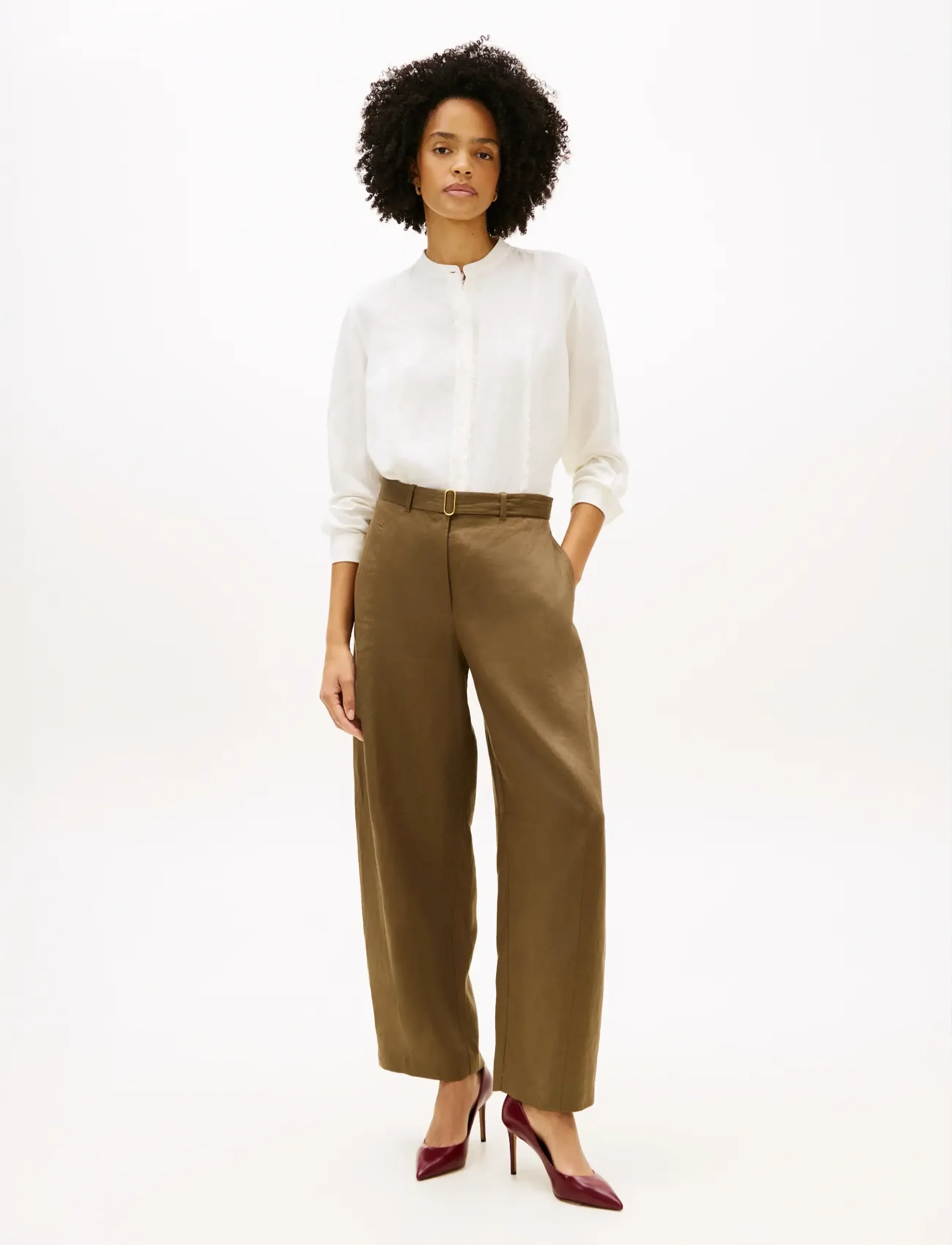 Tommy Hilfiger - FRAYED VIS/LINEN LS SHIRT - pikkade varrukatega pluusid - ivory silk - 3
