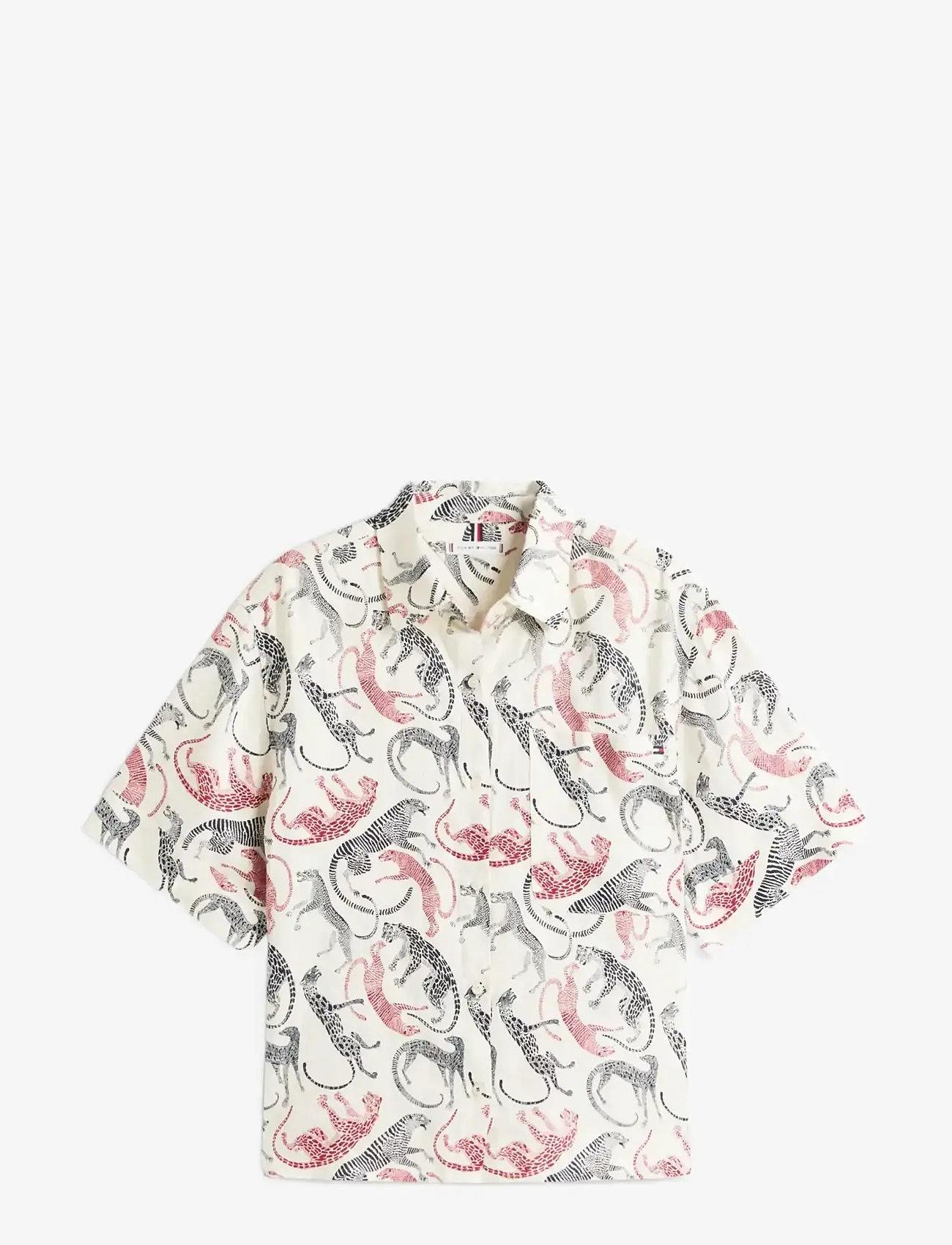 Tommy Hilfiger - ESS LINEN SS SHIRT - lühikeste varrukatega särgid - leopard baroque rwb - 1
