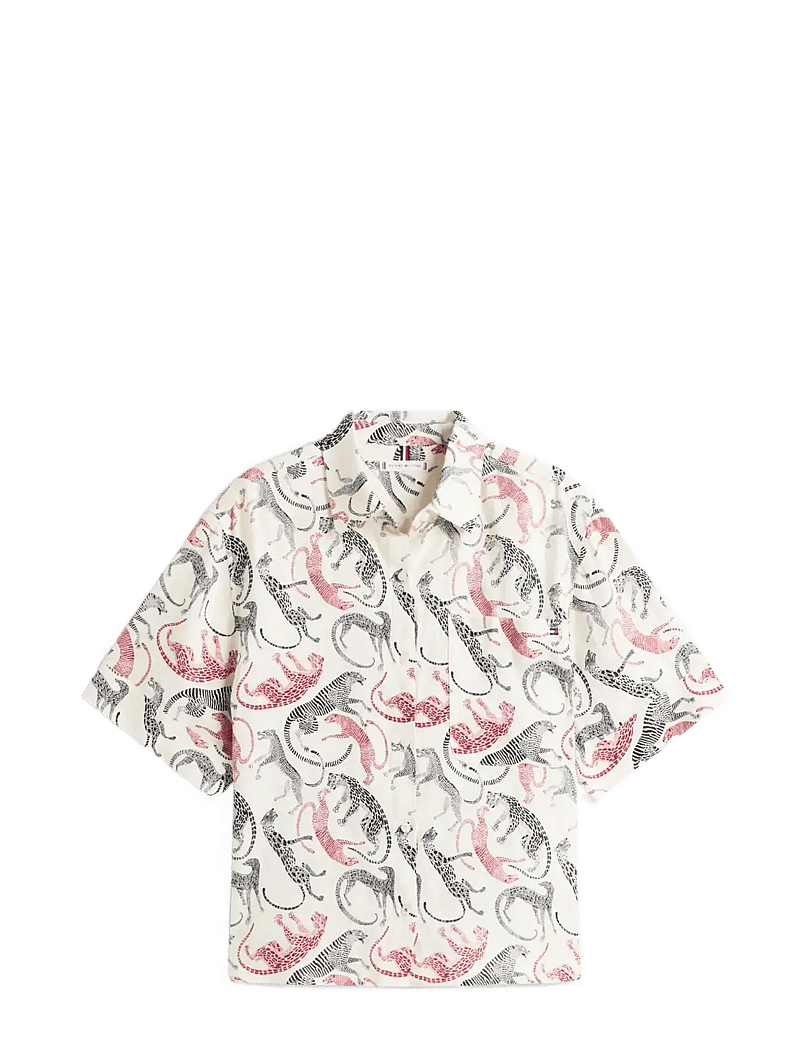 Tommy Hilfiger - ESS LINEN SS SHIRT - lühikeste varrukatega särgid - leopard baroque rwb - 1