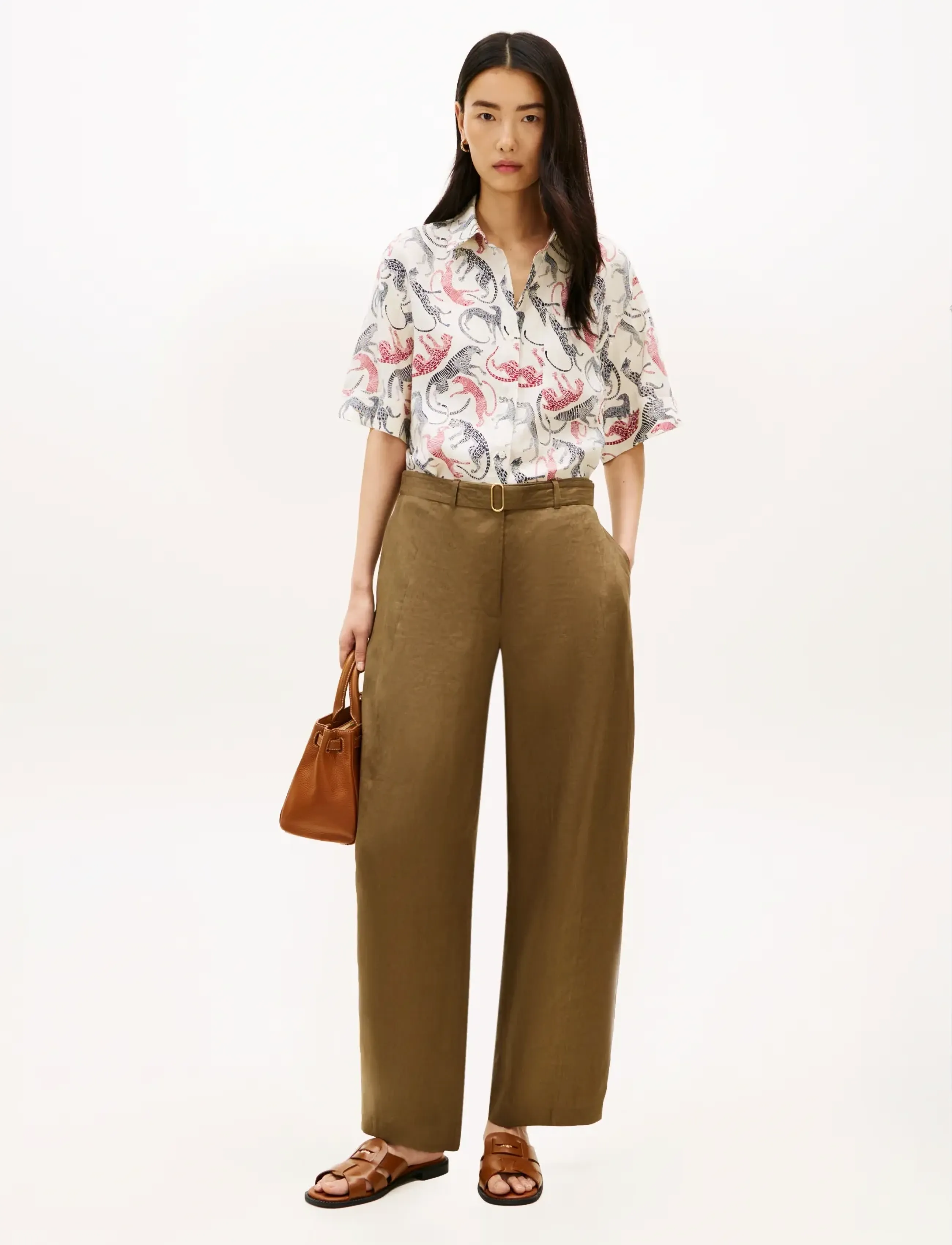 Tommy Hilfiger - ESS LINEN SS SHIRT - kurzärmlige hemden - leopard baroque rwb - 3