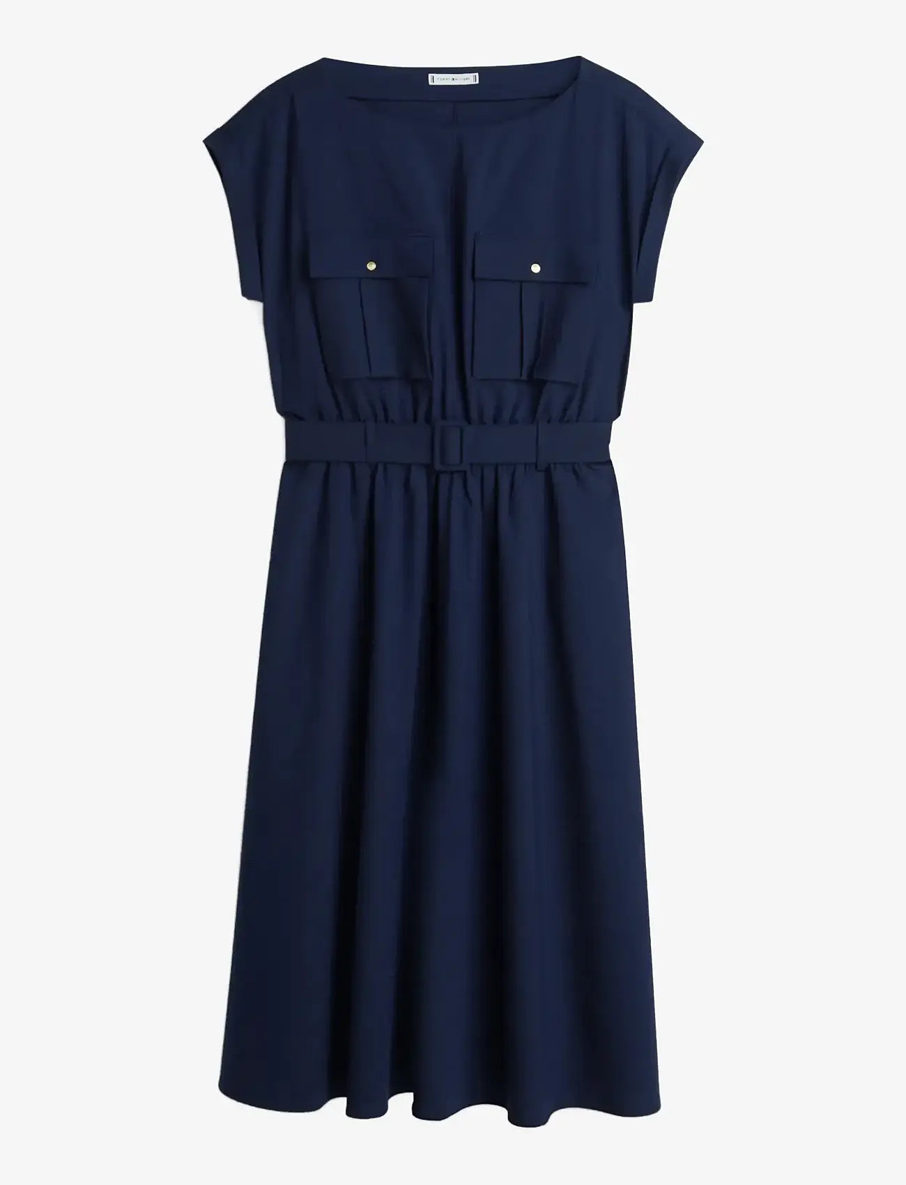 Tommy Hilfiger - WOOL BLEND BELTED DRESS - midi kjoler - dark night navy - 1
