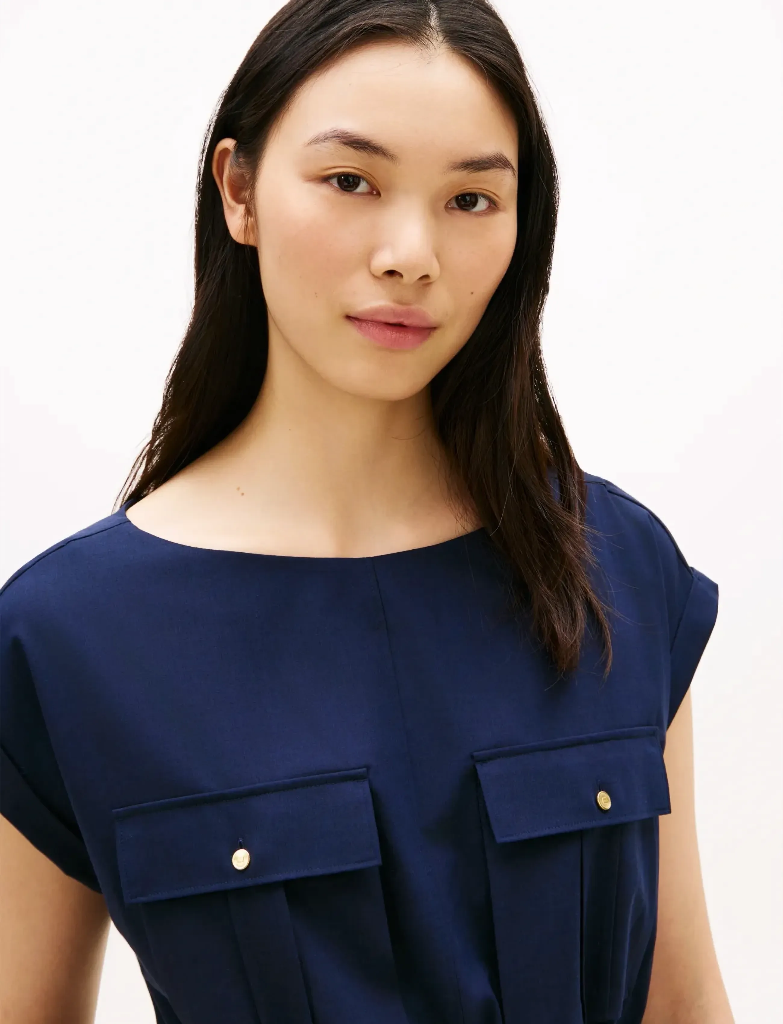 Tommy Hilfiger - WOOL BLEND BELTED DRESS - midi dresses - dark night navy - 2