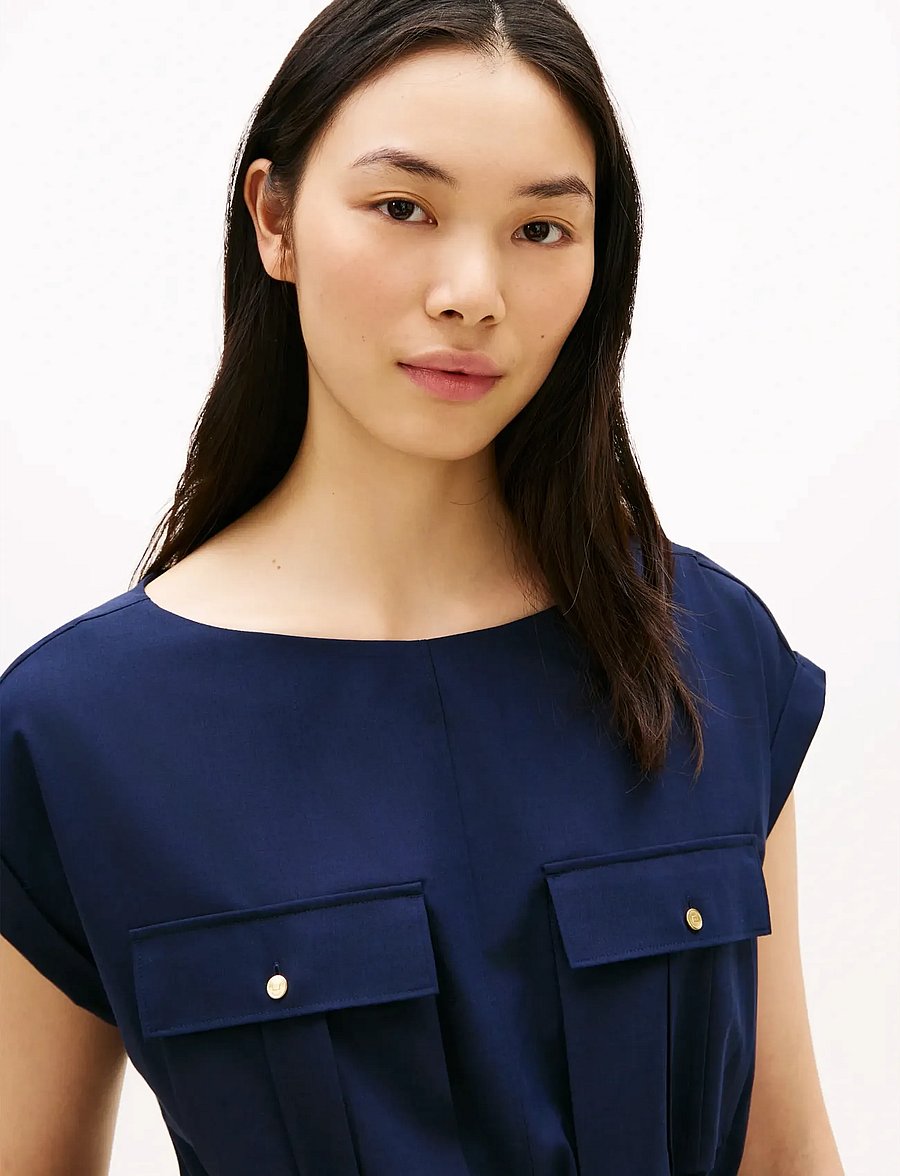Tommy Hilfiger - WOOL BLEND BELTED DRESS - midikleider - dark night navy - 2