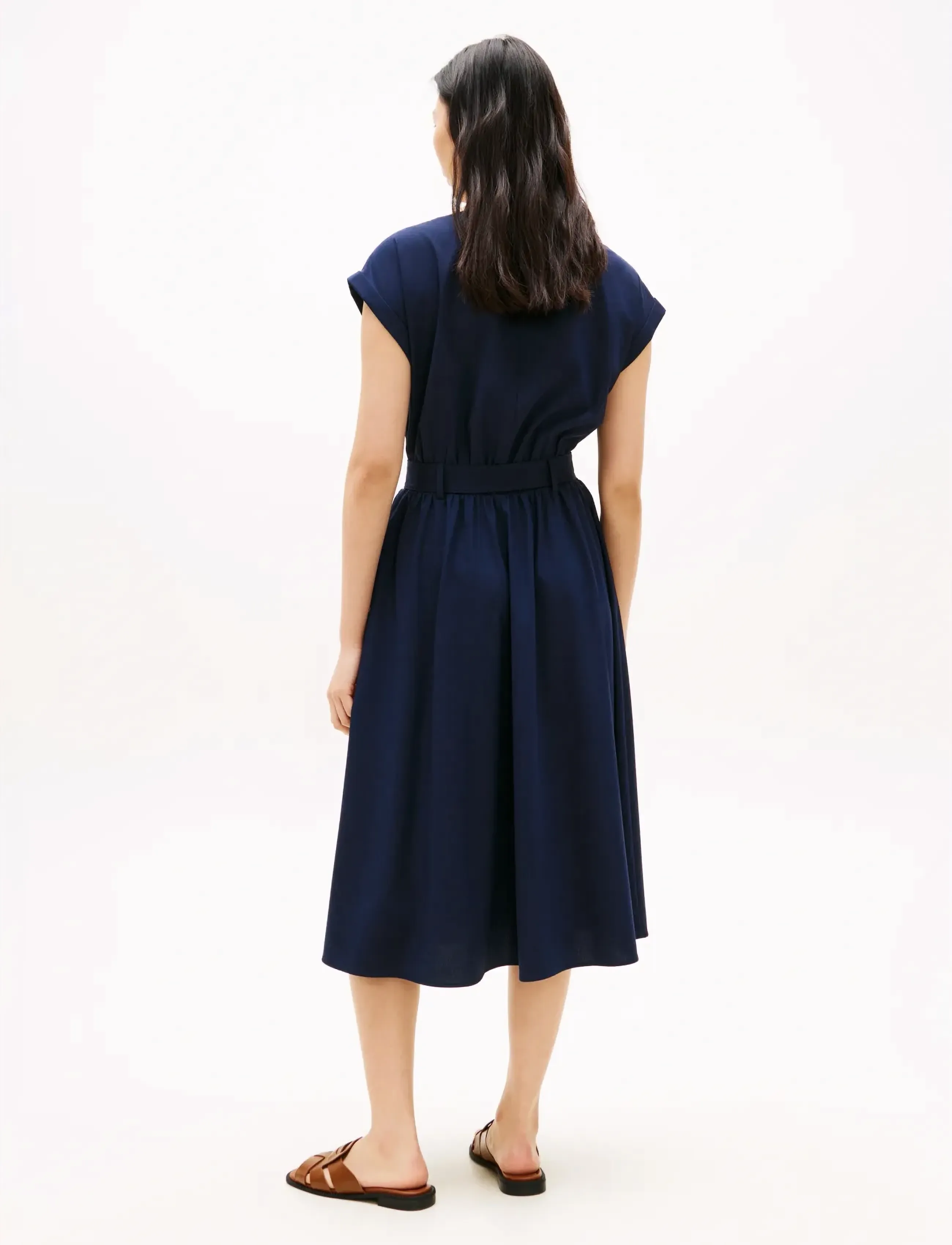 Tommy Hilfiger - WOOL BLEND BELTED DRESS - midi dresses - dark night navy - 4
