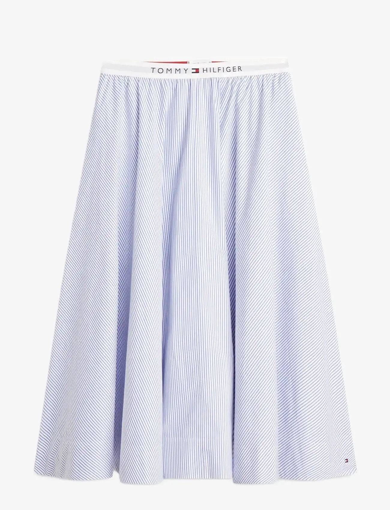 Tommy Hilfiger - POPLIN BRANDED MIDI SKIRT - midi nederdele - misty lazuli blue stripe - 1