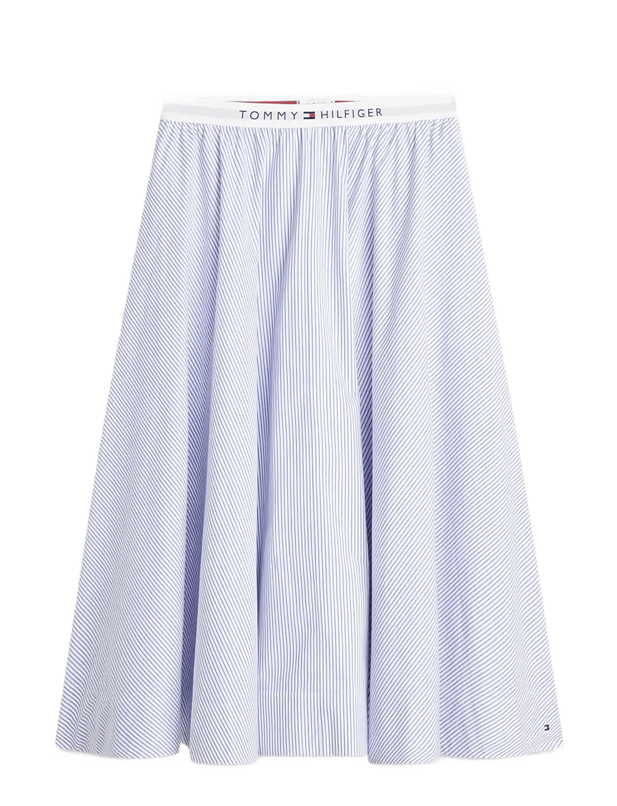 Tommy Hilfiger - POPLIN BRANDED MIDI SKIRT - midi nederdele - misty lazuli blue stripe - 1