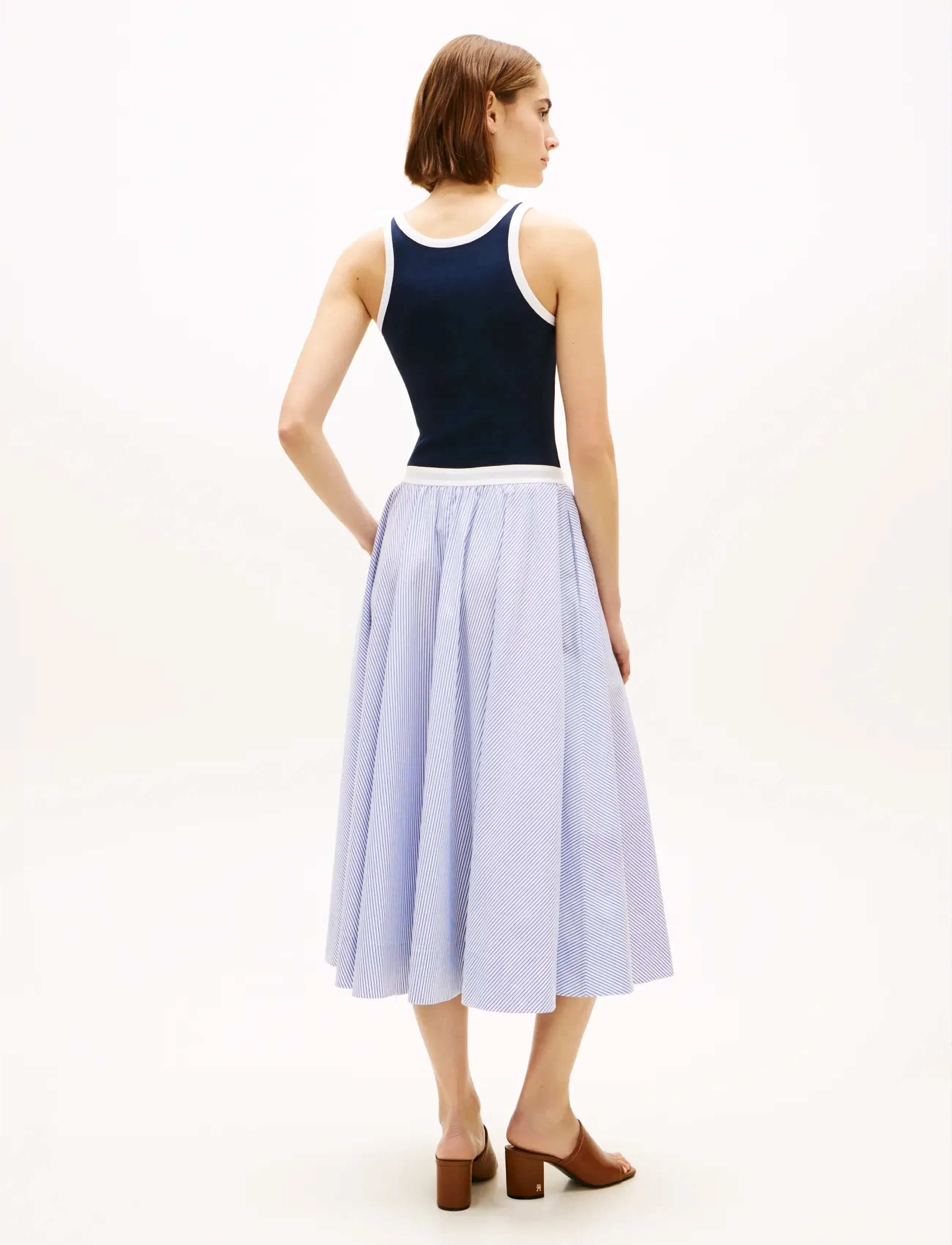 Tommy Hilfiger - POPLIN BRANDED MIDI SKIRT - midi nederdele - misty lazuli blue stripe - 2